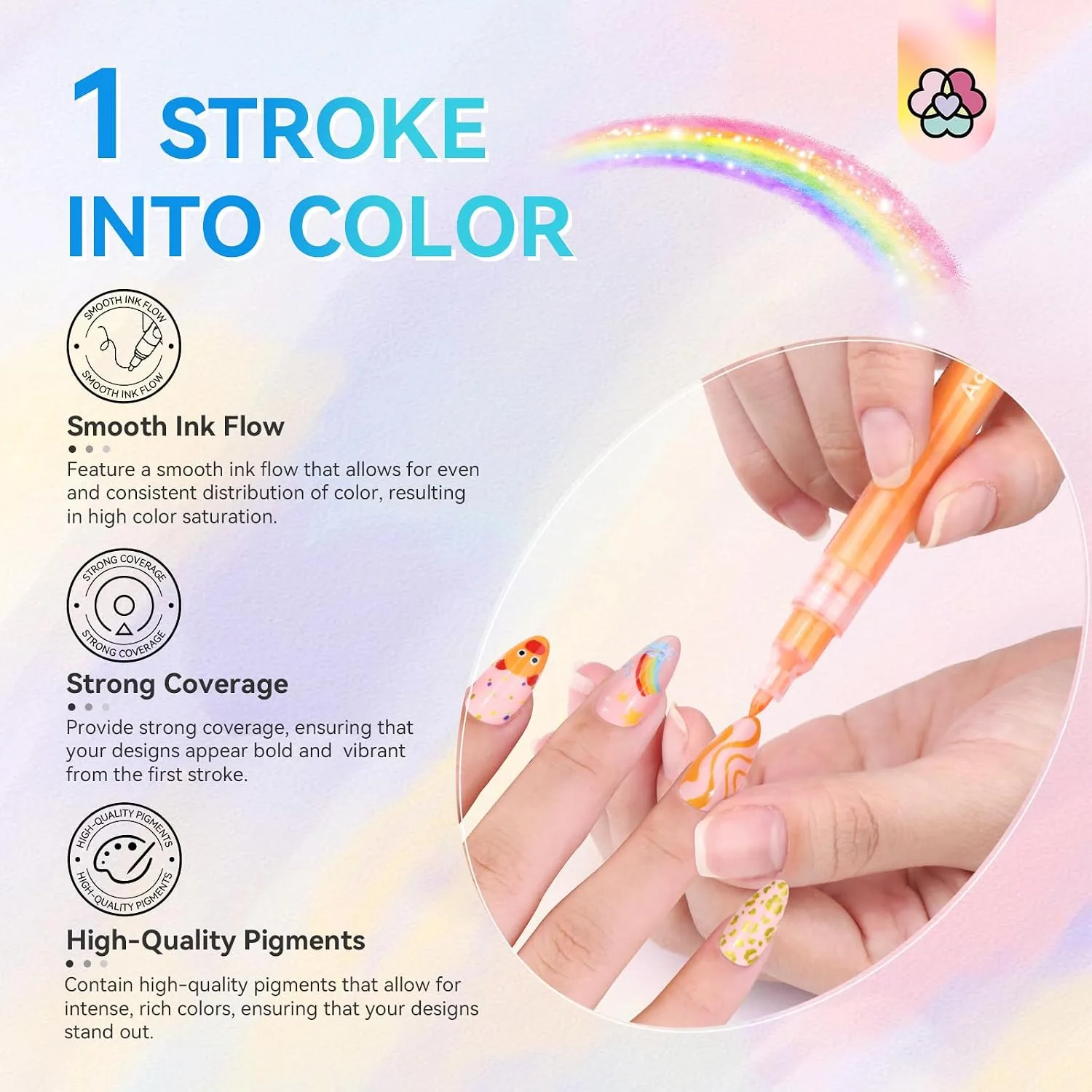 SAVILAND 12 Colors Nail Art Pens Set, 0.7mm Fine Tip Nail Polish Pens
