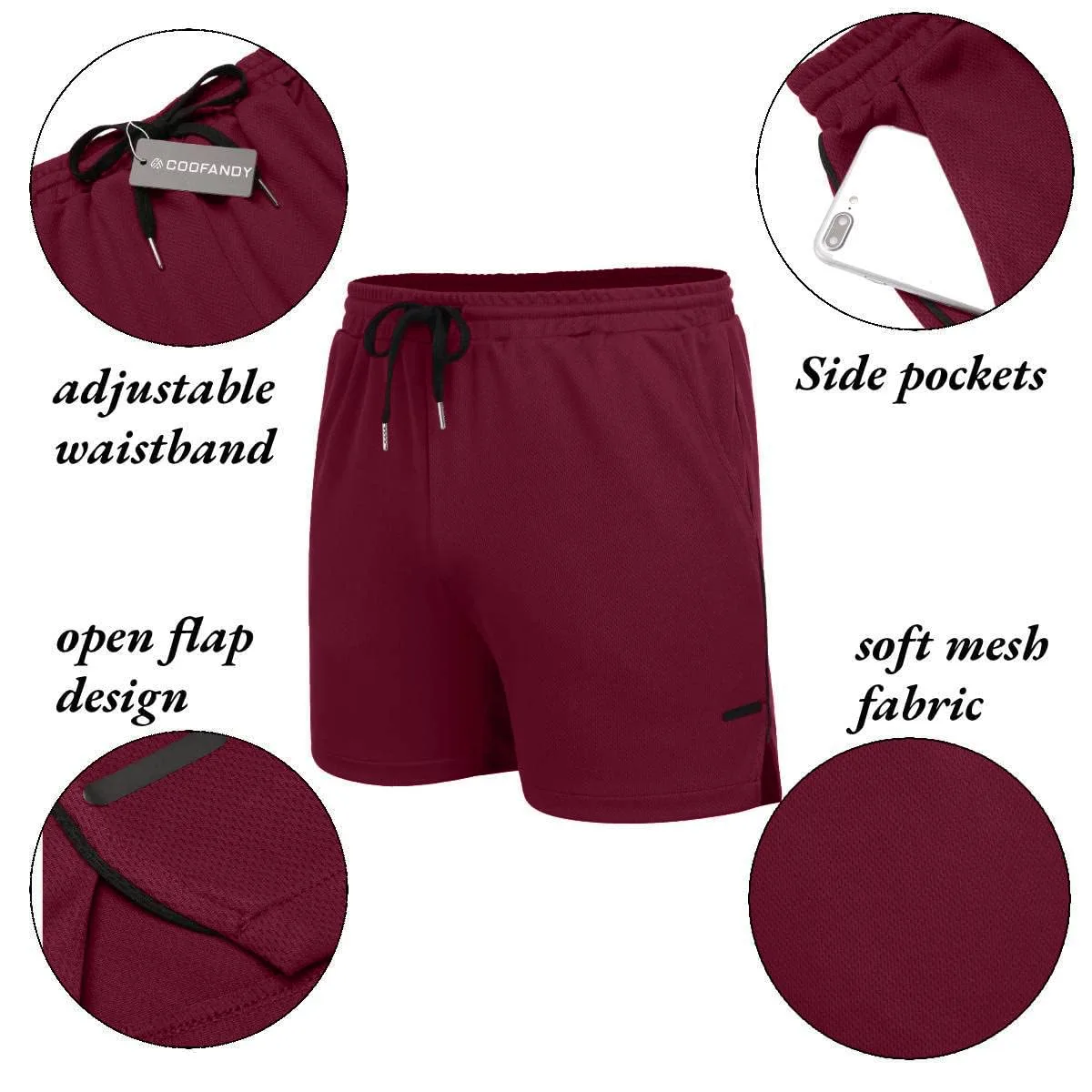 COOFANDY Men's 2 Pack Gym Workout Shorts Athletic 5 Inch Running Shorts