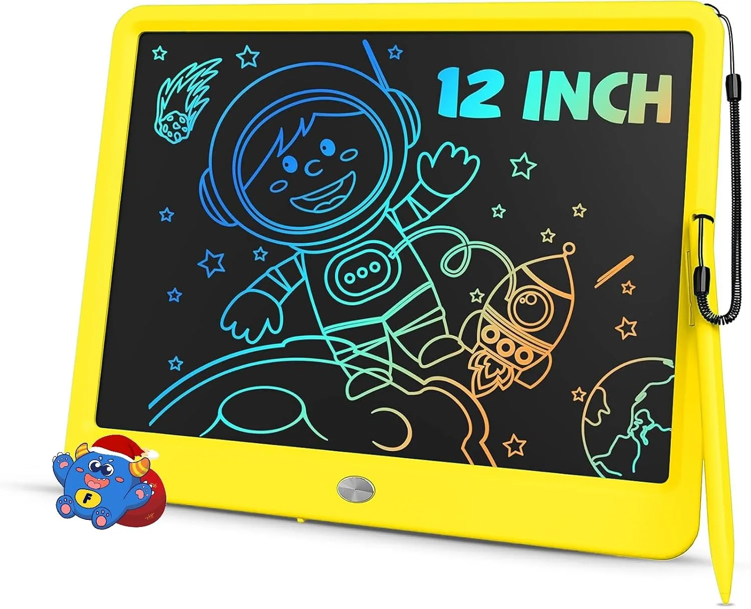 TEKFUN 12" LCD Writing Tablet for Kids Ages 3–8, Easy & Fun Doodle Board for Drawing and Writing, Screen-Free Way to Keep Kids Busy at Home or Travel, Great Gift Idea for Girls Boys (Yellow)