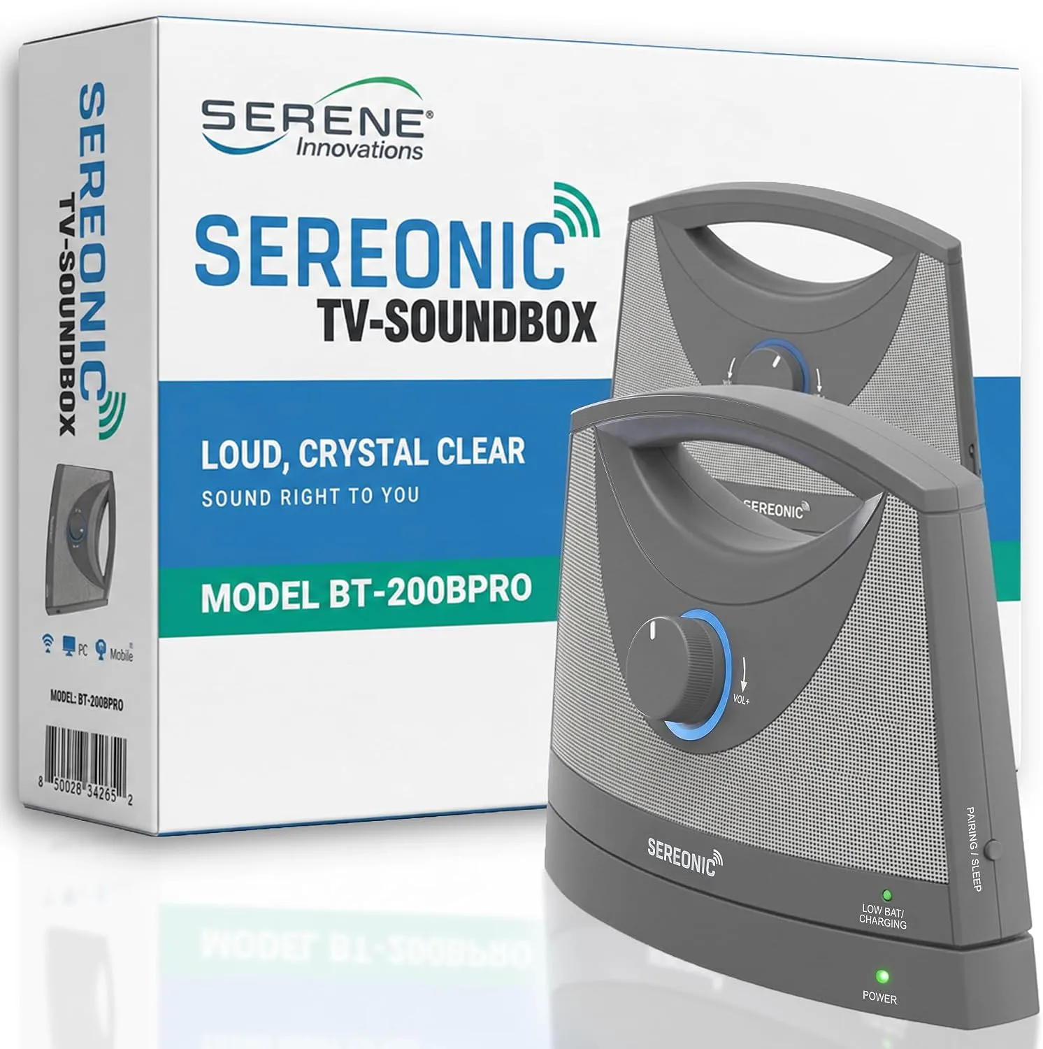 SEREONIC Wireless TV Speakers for Hard of Hearing - Portable, Powerful, and Convenient