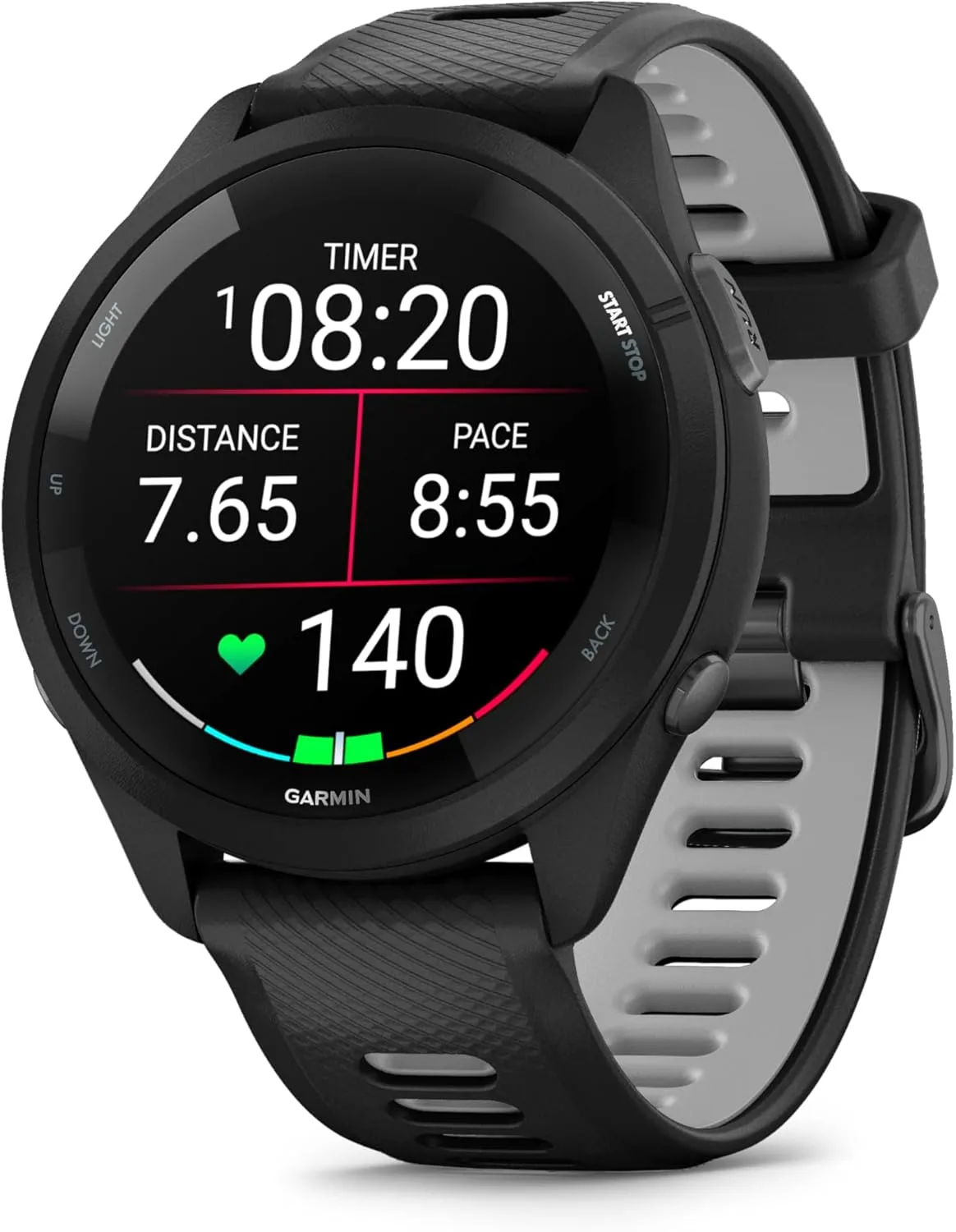 Garmin Forerunner® 265, Running Smartwatch, 46mm, Black/Powder Gray
