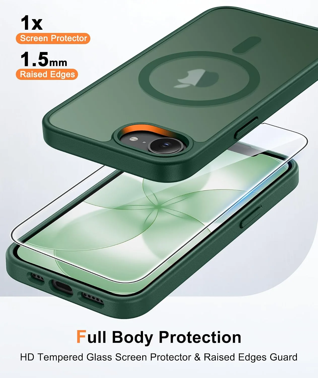 FNTCASE for iPhone 17e / 16e Case Fit for MagSafe Green