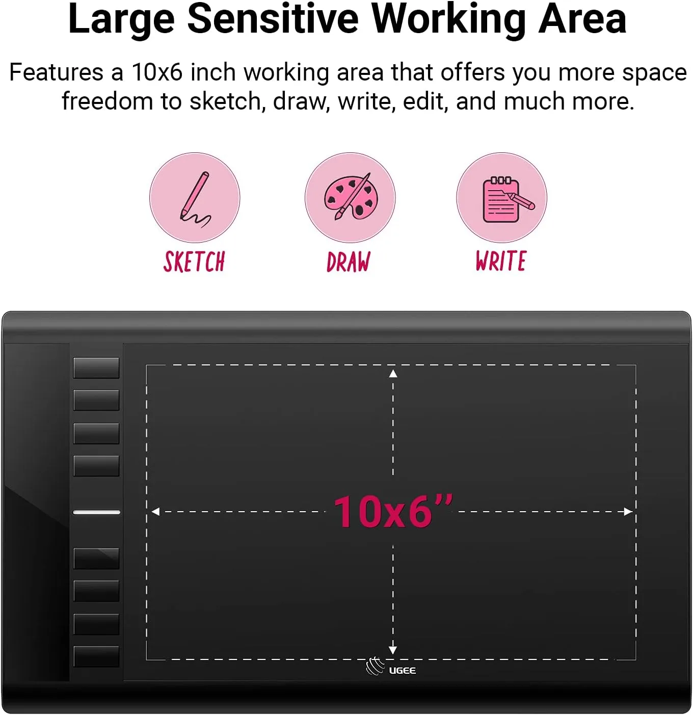 UGEE M708 V3 Graphics Drawing Tablet,10X6 Inches Digital Drawing Tablet with 8 Hot Keys 8192 Levels Pen Compatible with Chromebook, Linux, Windows 7/8/10/11, macOS 10.10