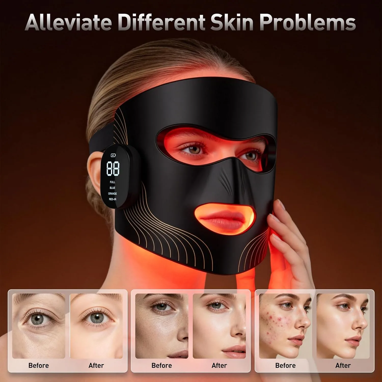 FSA, HSA Eligible Wireless Red Light Therapy Mask, 400 LEDs Light Therapy Device for Face, Red Light Therapy Mask with 850nm Near Infrared