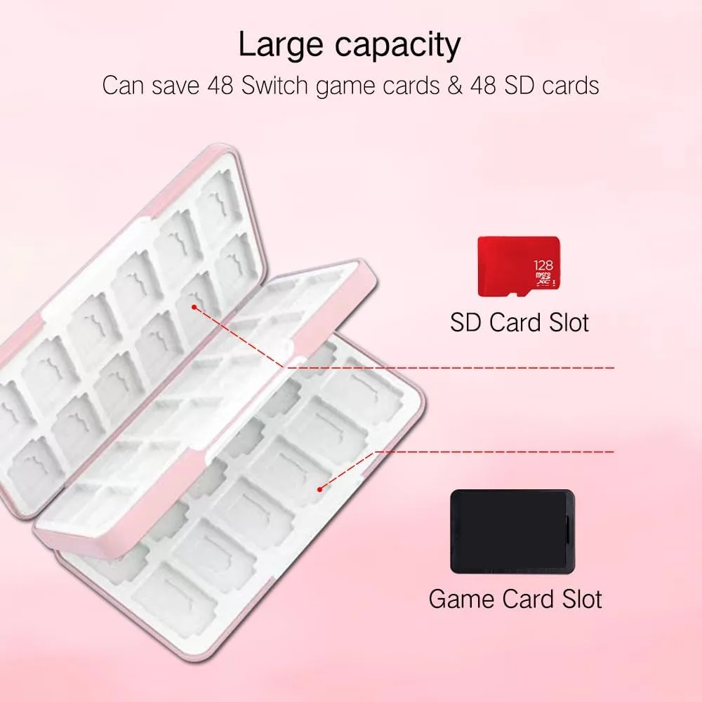PERFECTSIGHT 48 Switch Game Card Case for Nintendo Switch OLED/ Lite, Cute 48 Switch 2 Game Holder Cartridge Case for Game Cards and SD Cards, Kawaii Portable Compact Storage Box, KB