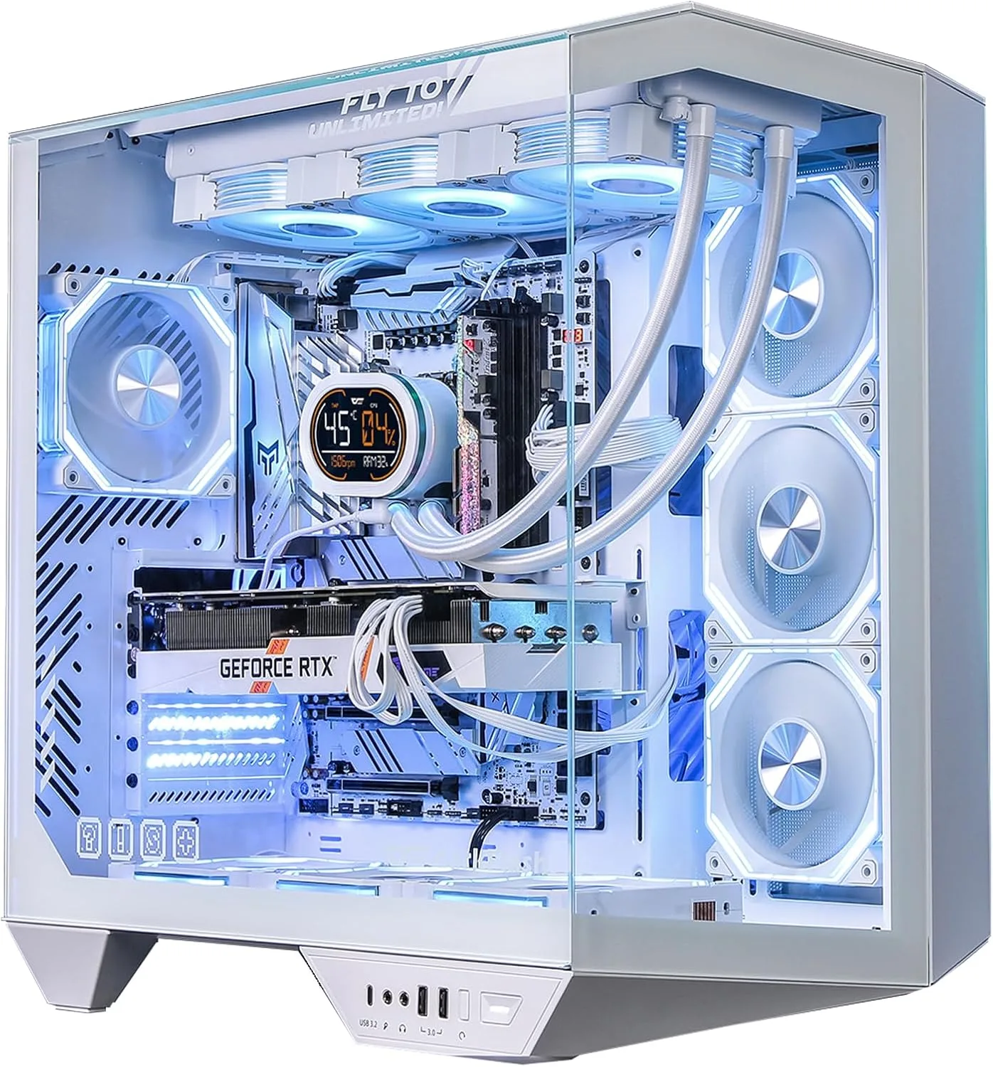 darkFlash DY470 Full-Tower ATX Gaming PC Case with 4 PWM ARGB Fans, White