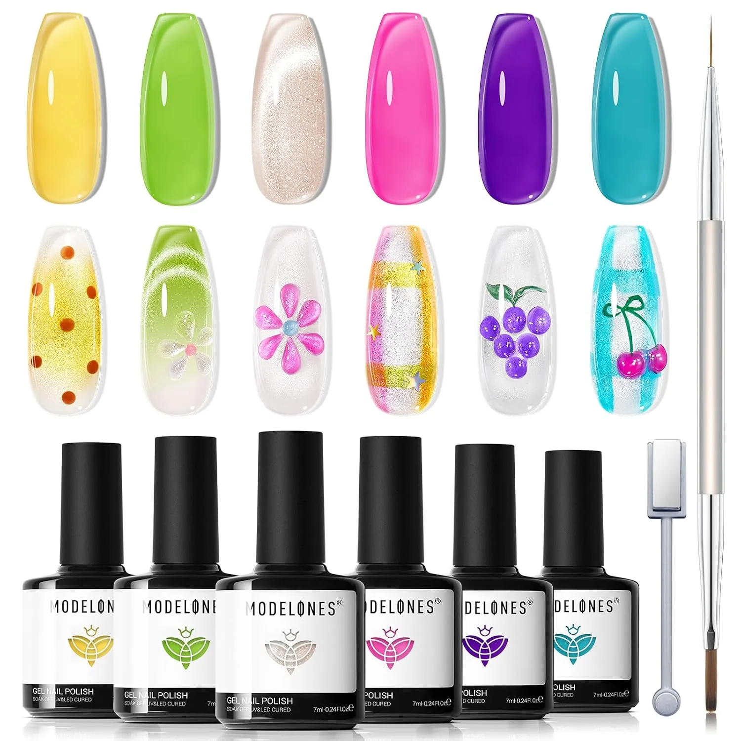 modelones Gel Nail Polish Set Nude 6Colors Baby Pink White