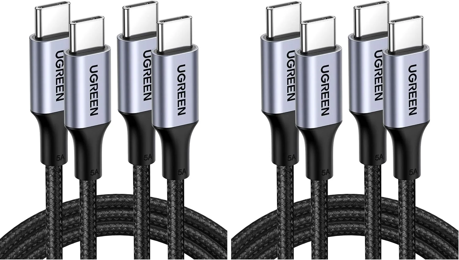 UGREEN 100W USB C to USB C Cable, Fast Charging, 4-Pack, 3.3ft, Black