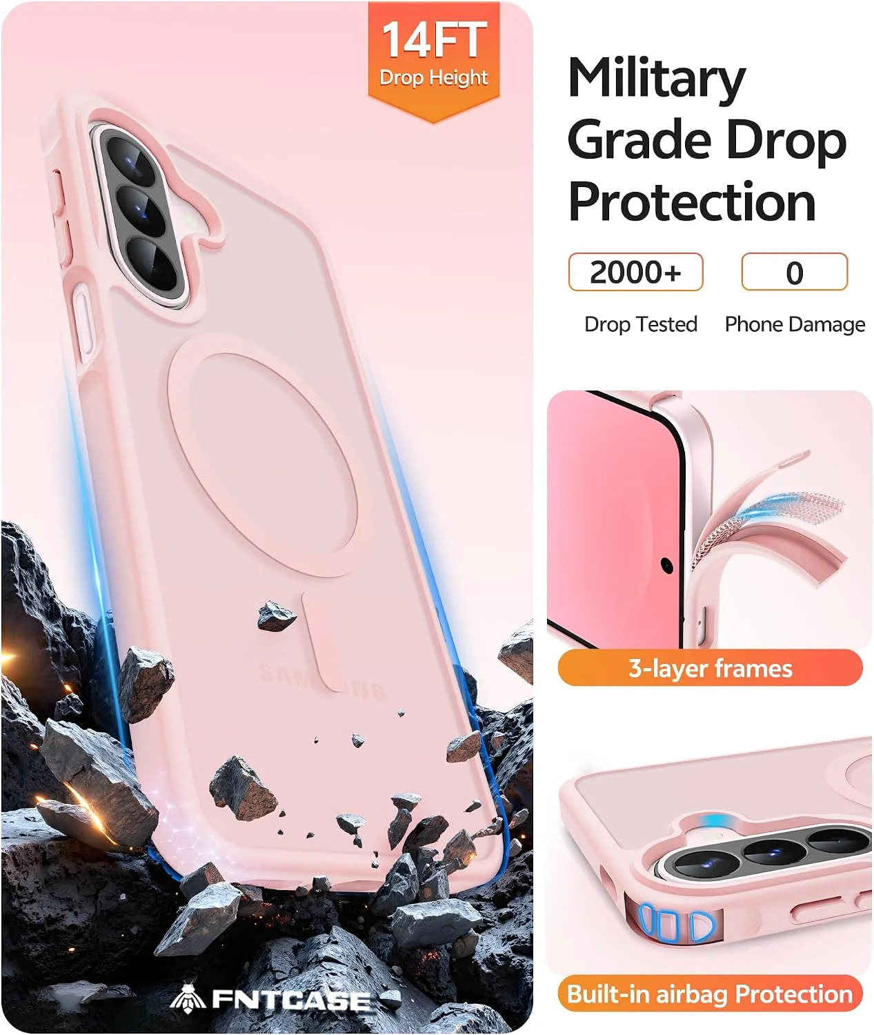 FNTCASE for Samsung Galaxy A27 5G Phone Case, Fit for Magsafe, Light Pink