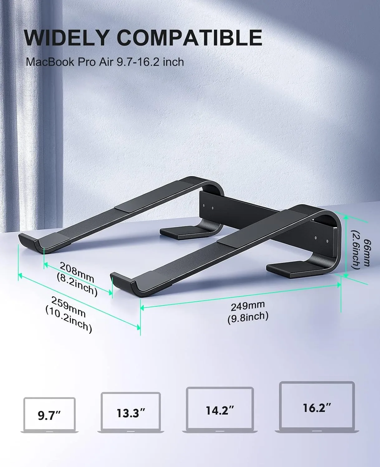 Laptop Stand for Desk, MacBook Stand SOQOOL Sturdy Laptop Riser, Ventilated Ergonomic Aluminum Laptop Holder Compatible with 12 13 15.6 17 Inch MacBook Pro Air/HP/Dell, Work Cooling Computer Stand
