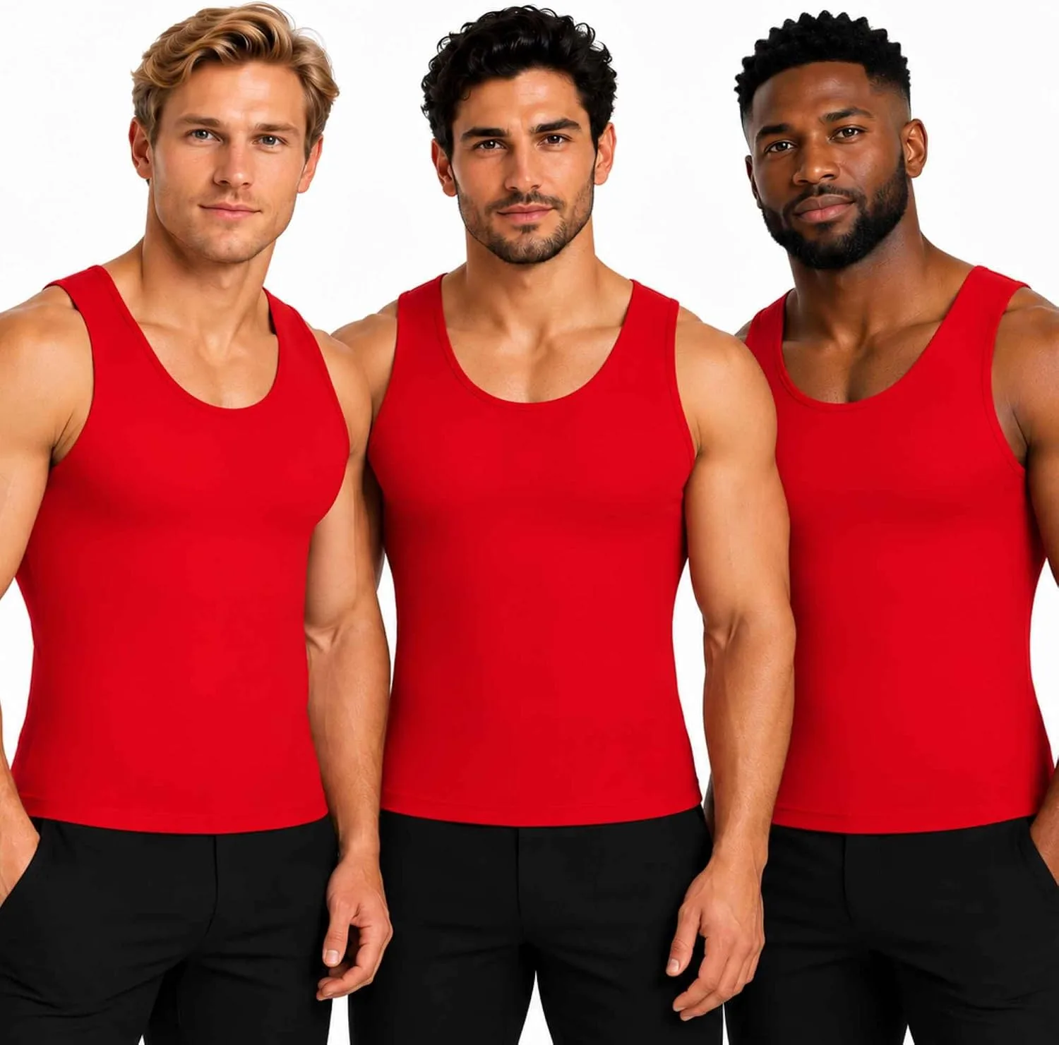 Insta Slim - Made in USA 3 Pack Compression Muscle Tank Body Shapers for Men. Back Support, Slimming Shapewear Undershirt