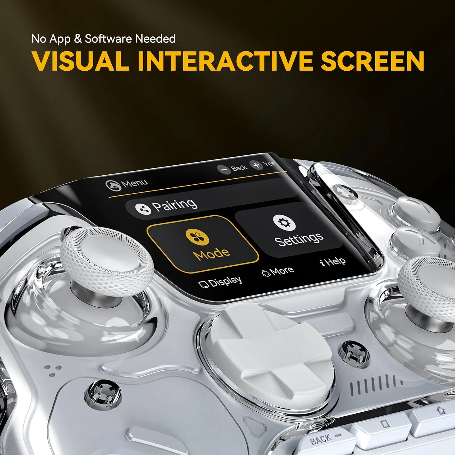 ManbaOne Interactive Screen Wireless Gaming Controller for PC/Switch/Switch 2/iOS/Android,Hall Effect Stick & Trigger,RGB Lighting,Remappable Buttons,1800mAh with Charging Dock (White)