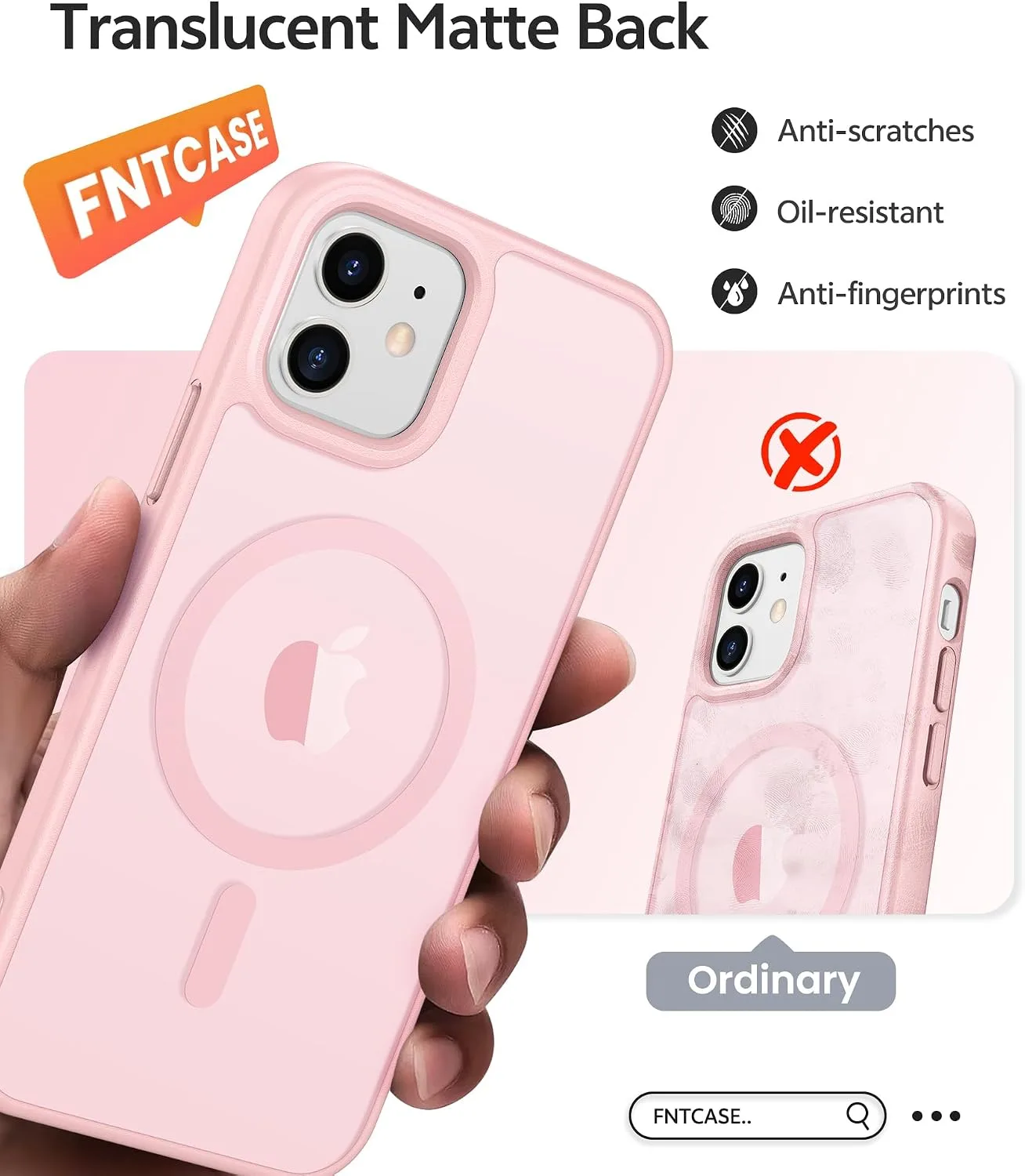 FNTCASE for iPhone 13 Mini / 12 Mini Case, Fit for Magsafe, Light Pink