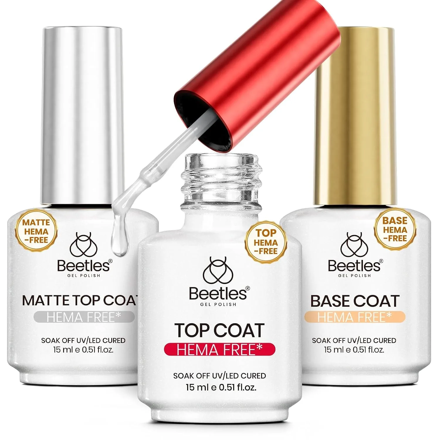 Beetles Gel Base and Top Coat with Matte Top Coat Set 3Pcs