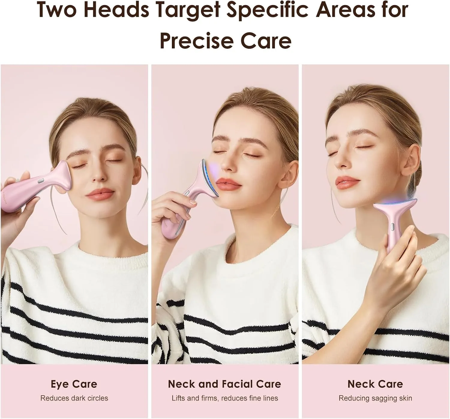 Facial & Eye Massager, Dual Massage Heads, Constant Temperature Heat & Vibration, Anti-Aging, Reduce Puffiness for Radiant Skin