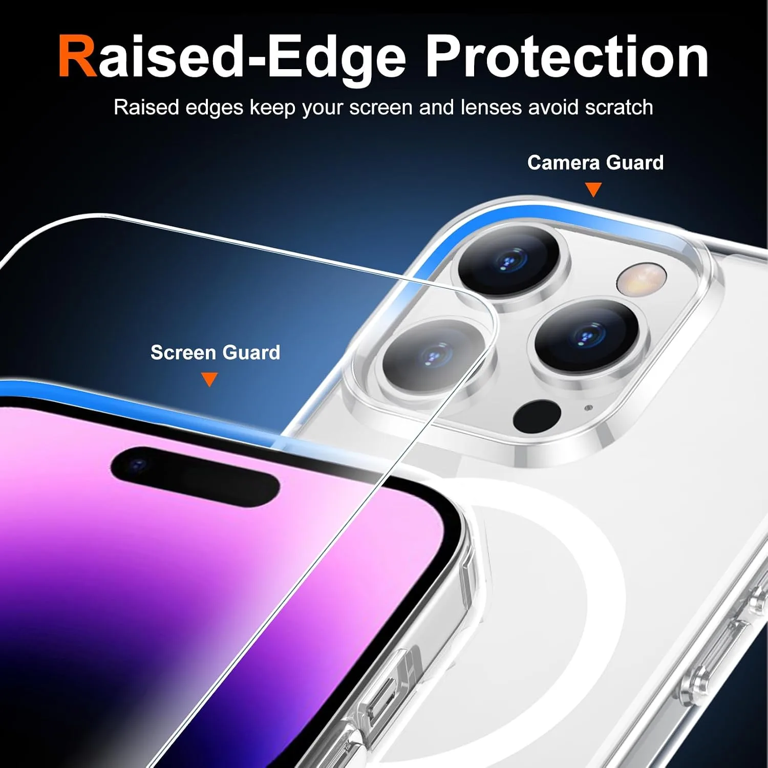 Temdan for iPhone 14 Pro Max Case with Screen Protector Clear