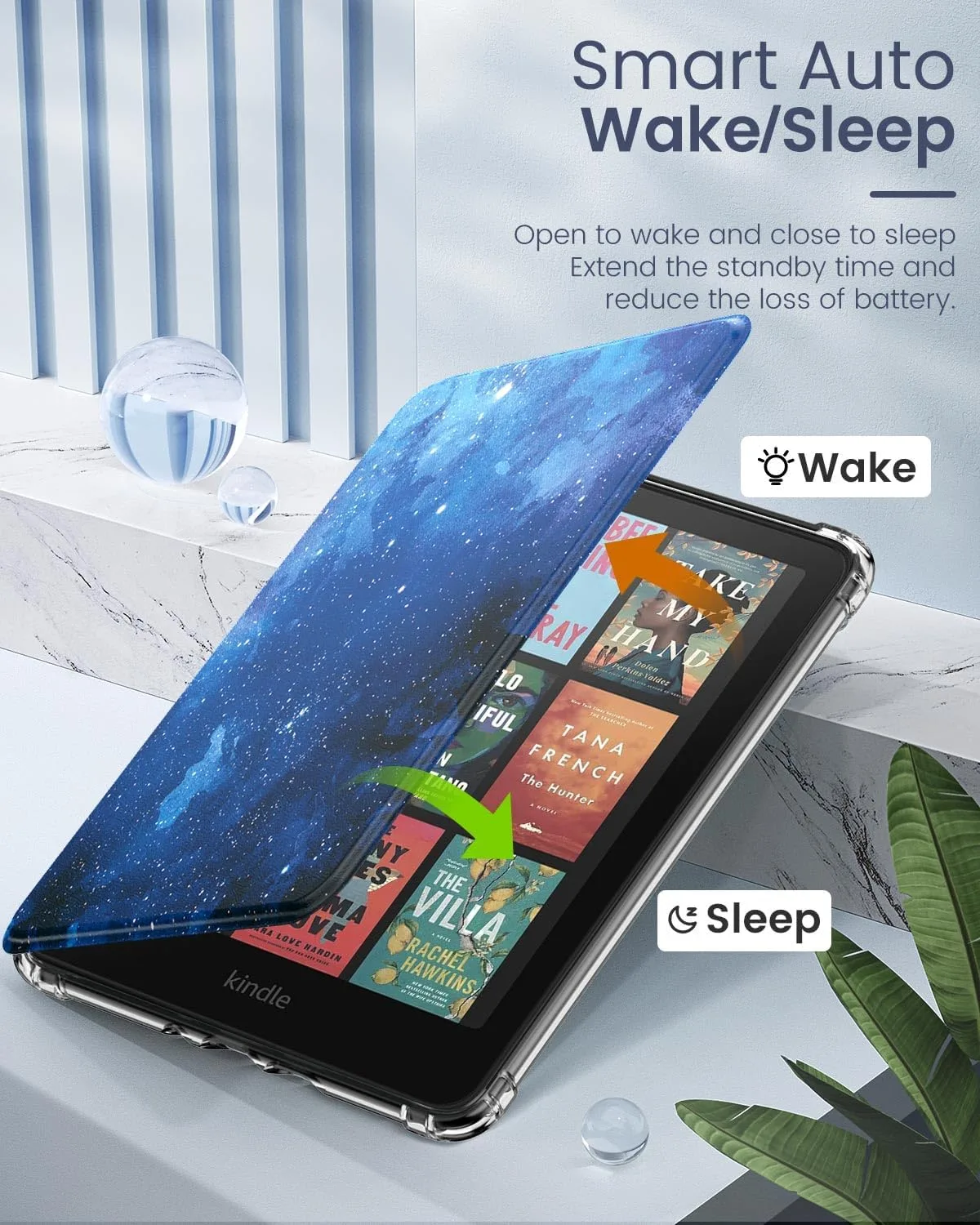 MoKo Case for Kindle Paperwhite 12th Gen & Colorsoft 2024, Blue Starry Sky