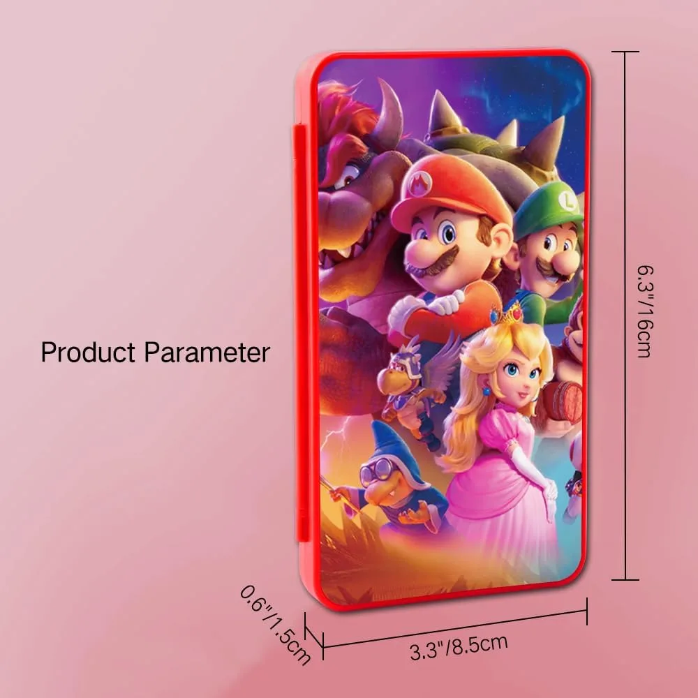 PERFECTSIGHT Cute Switch Game Card Case for Nintendo Switch 2 2025 / Lite/ OLED, 24 Game Holder Cartridge Case for Game Cards and 48 SD Cards, Kawaii Portable Compact Storage Box, Bros