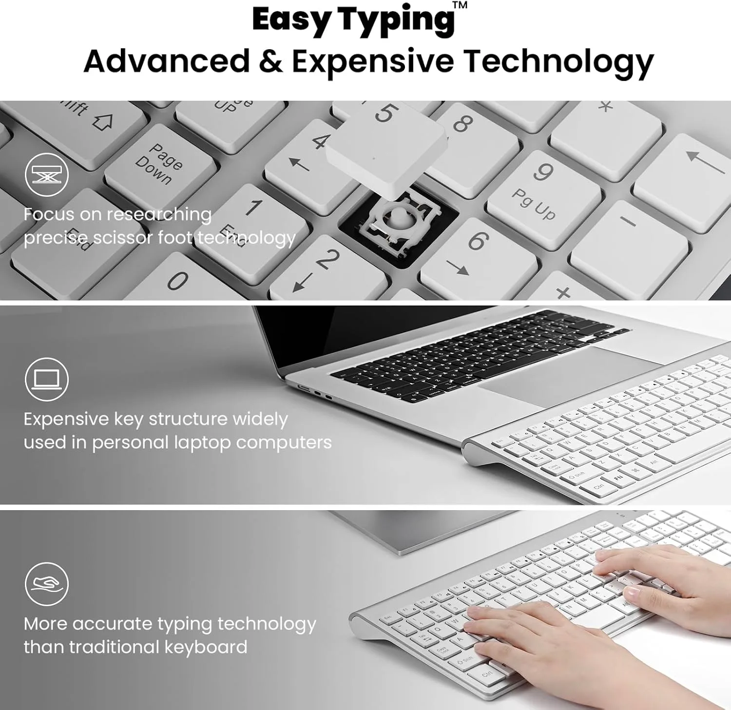 cimetech Wireless Keyboard and Mouse Combo - Silver White