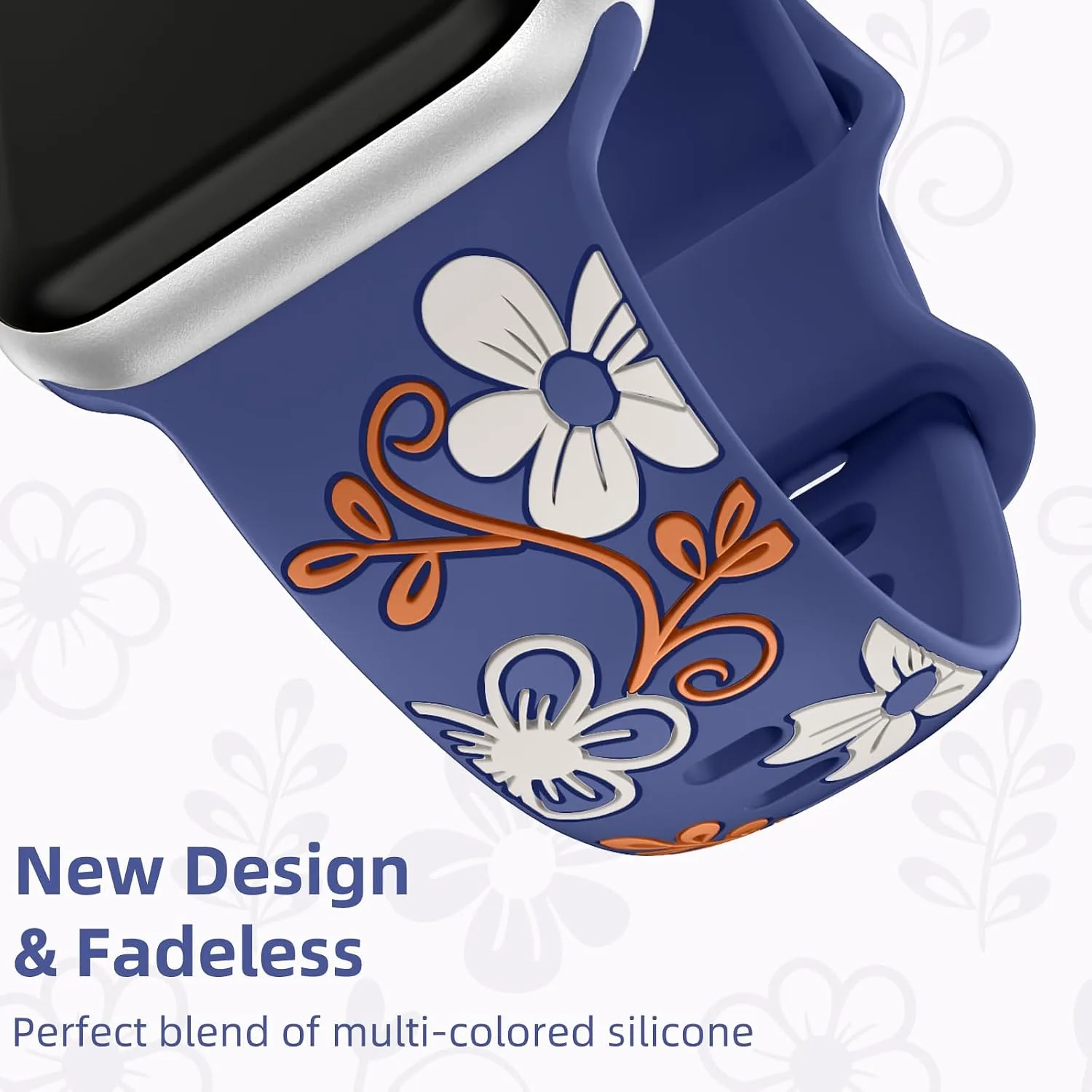 Witzon Floral Silicone Band Compatible with Apple Watch Bands For Women