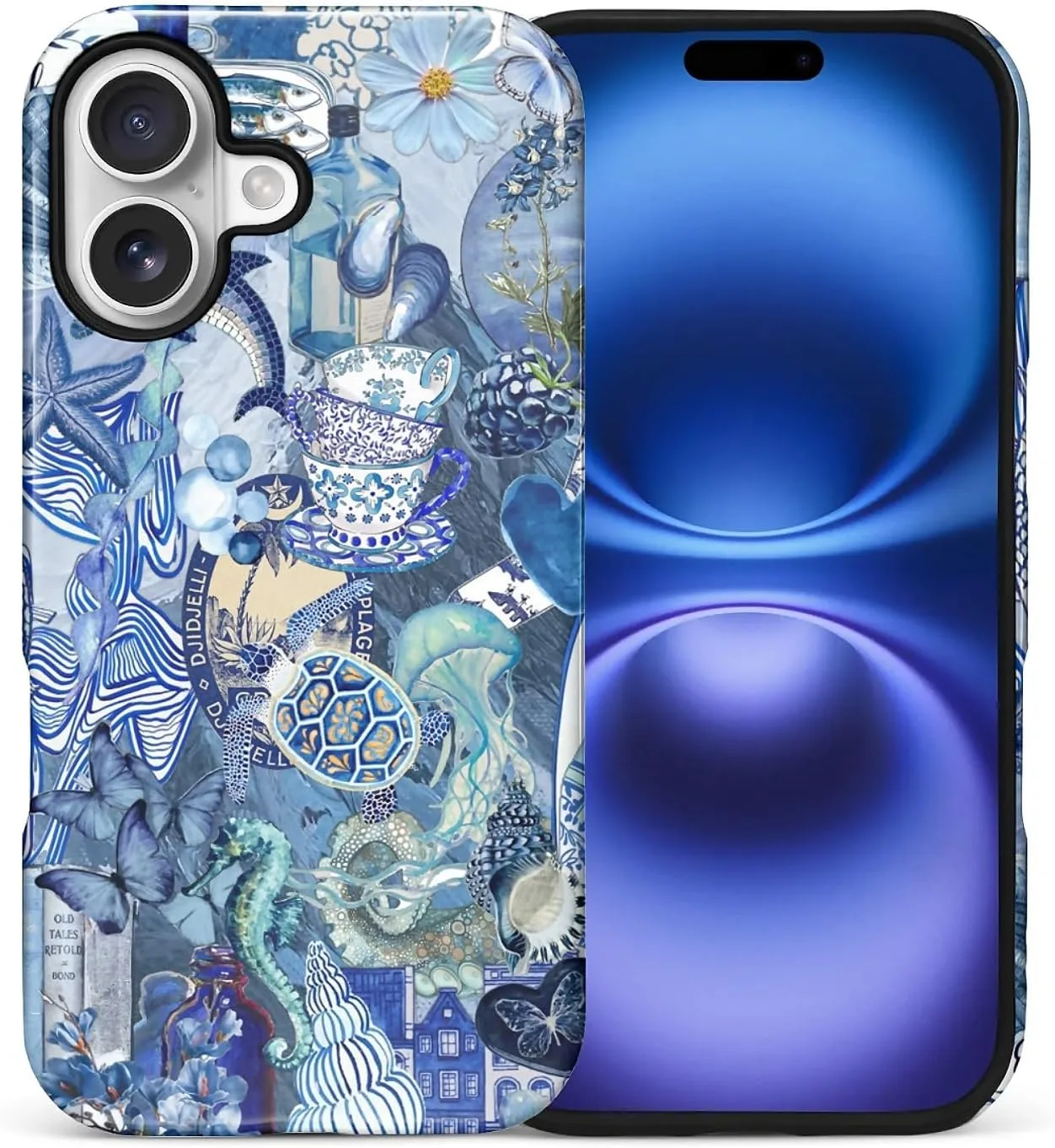 Funda para iPhone 15 Daizag diseño 2 capas azul con motivos marinos