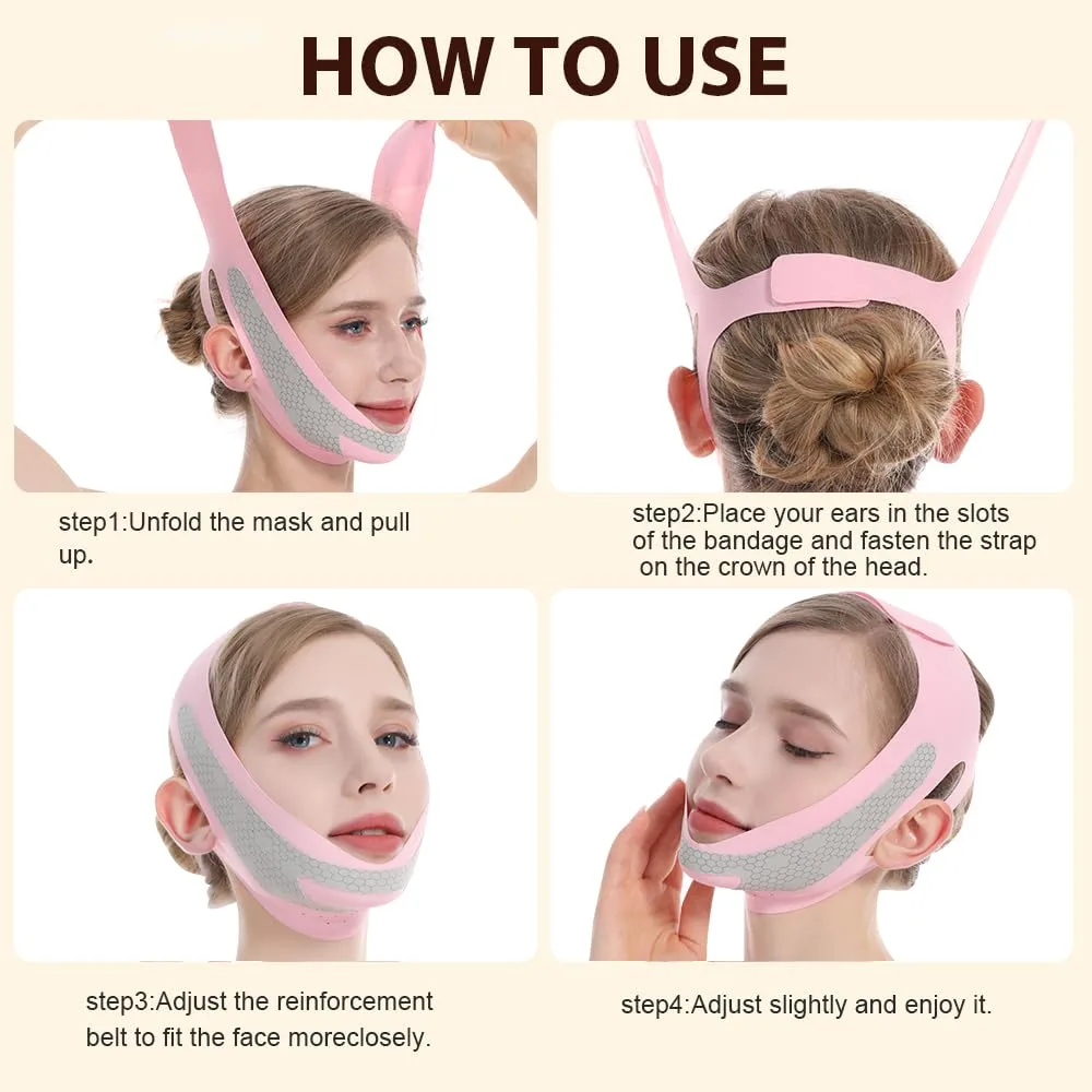 Graphene Shaper Chin Strap for Sleeping, Face Lifting Belt, Pink