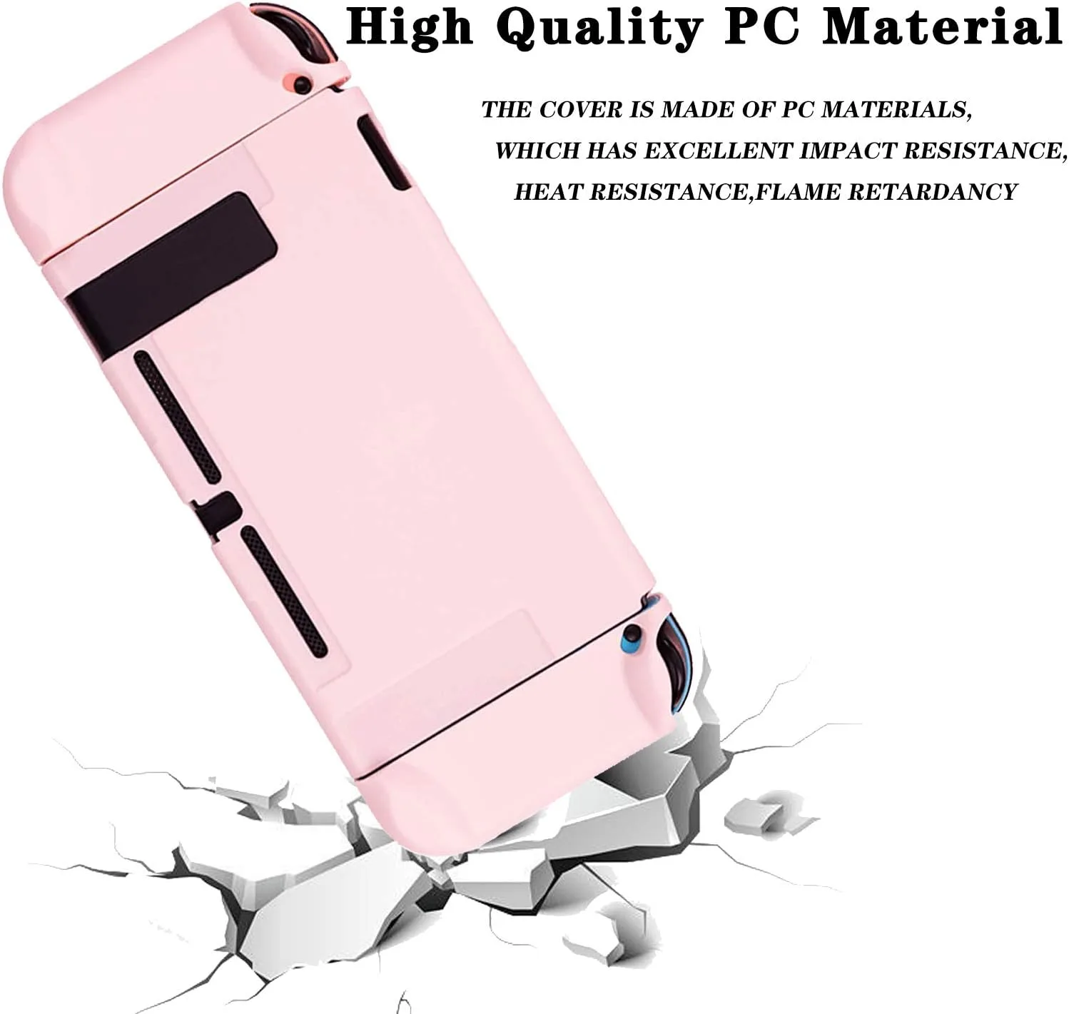 OLDZHU Pink Dockable Protective Case Cover Compatible with Nintendo Switch Joy-Con Controllers,with Glass Screen Protector and 4 Thumb Grips,Shock-Absorption and Anti-Scratch (Pink)