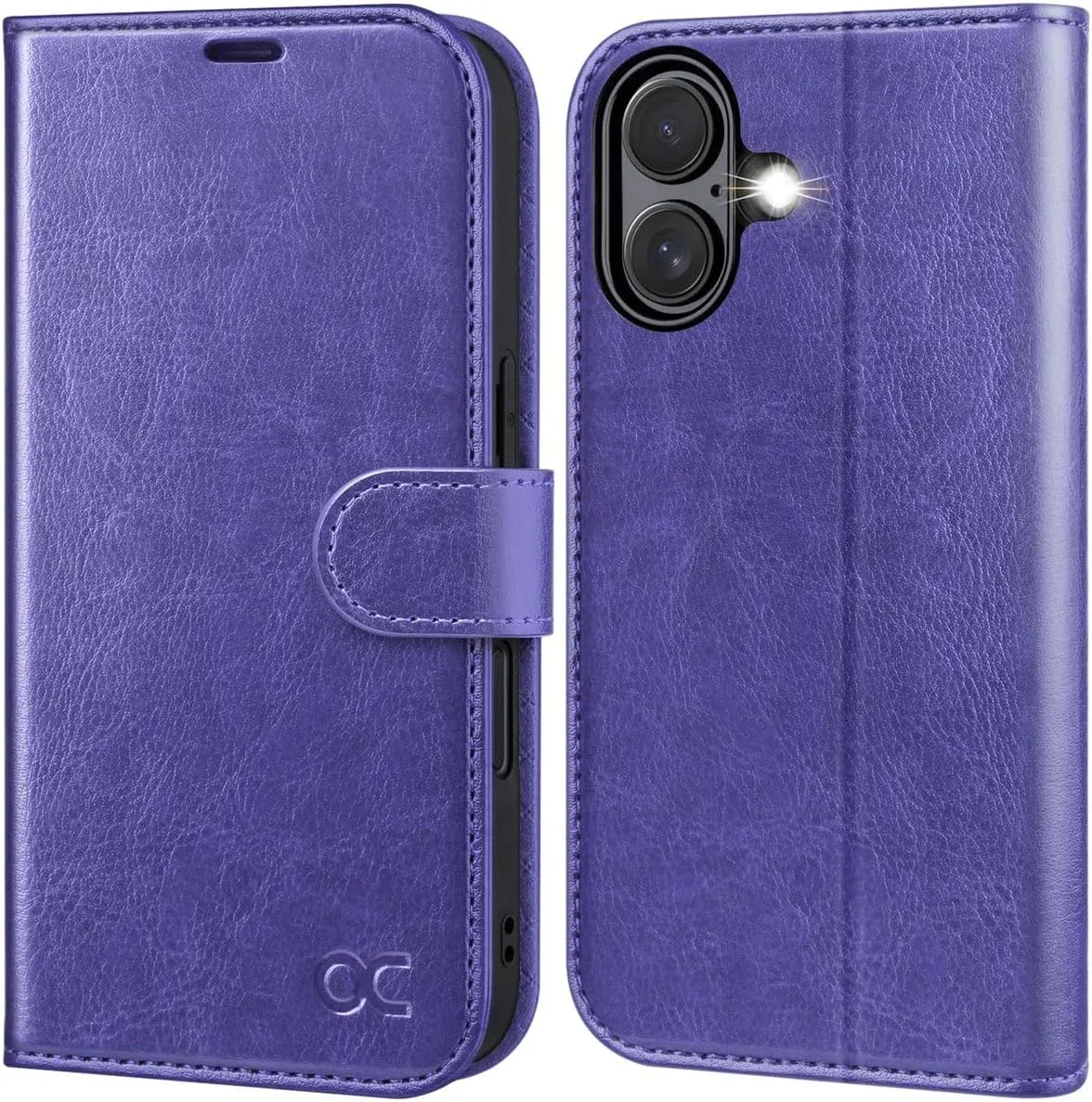 OCASE for iPhone 16 Wallet Case, Card Holder, Purple