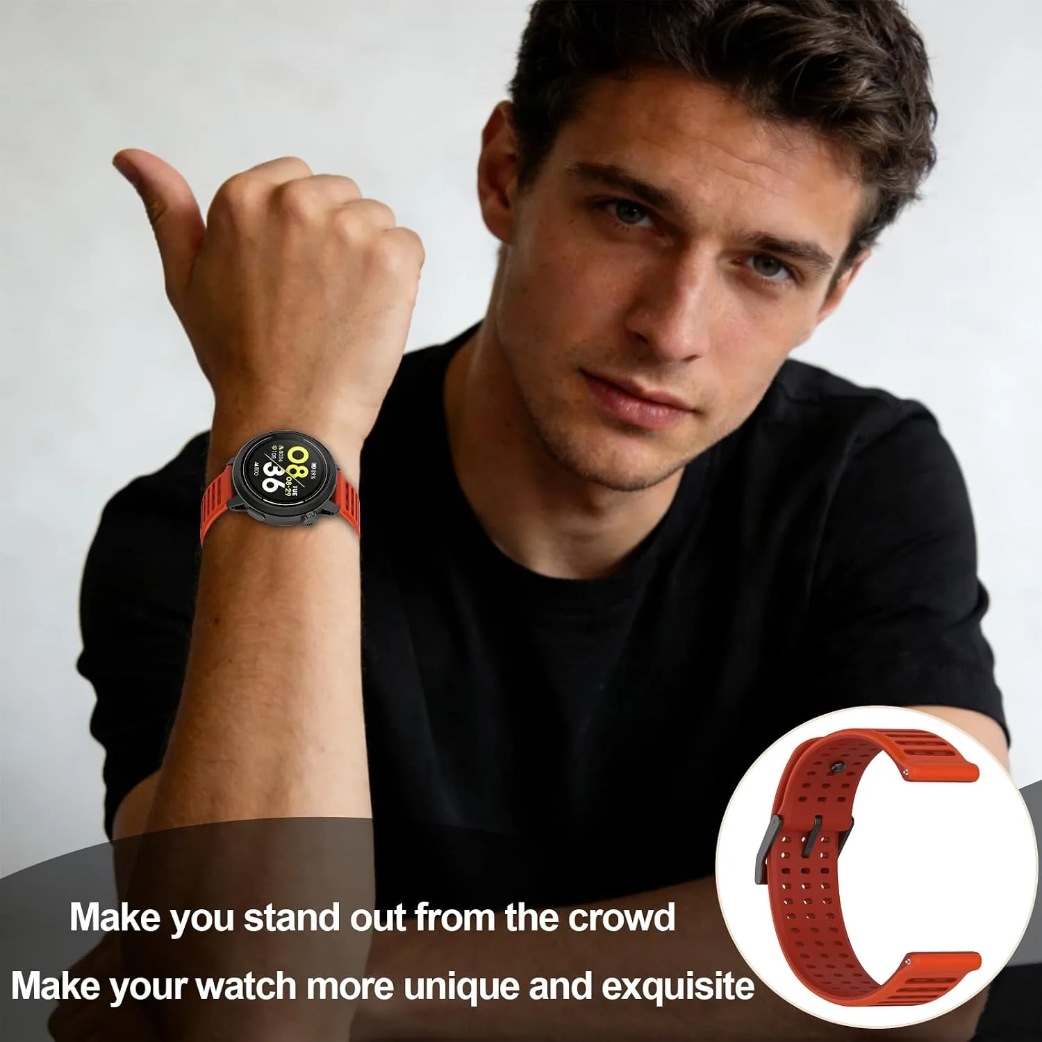 Silicone Replacement Bands Compatible with COROS PACE 3/4/Pro, COROS APEX PRO/2 Pro/APEX 46 MM/4 42MM, Soft & Breathable Smartwatch Straps for Women and Men