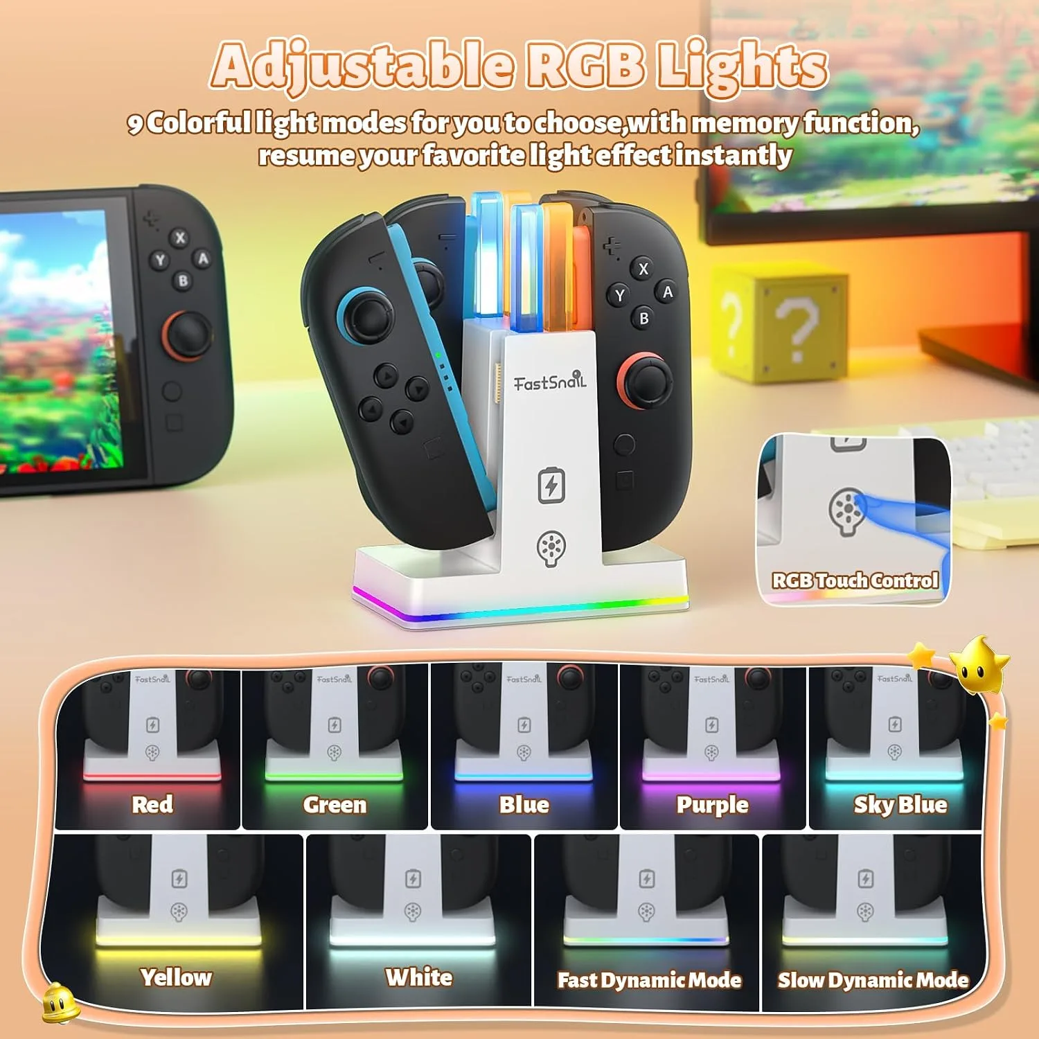 FASTSNAIL Switch 2 Controller Charger Dock for Nintendo Switch 2 for JoyCon