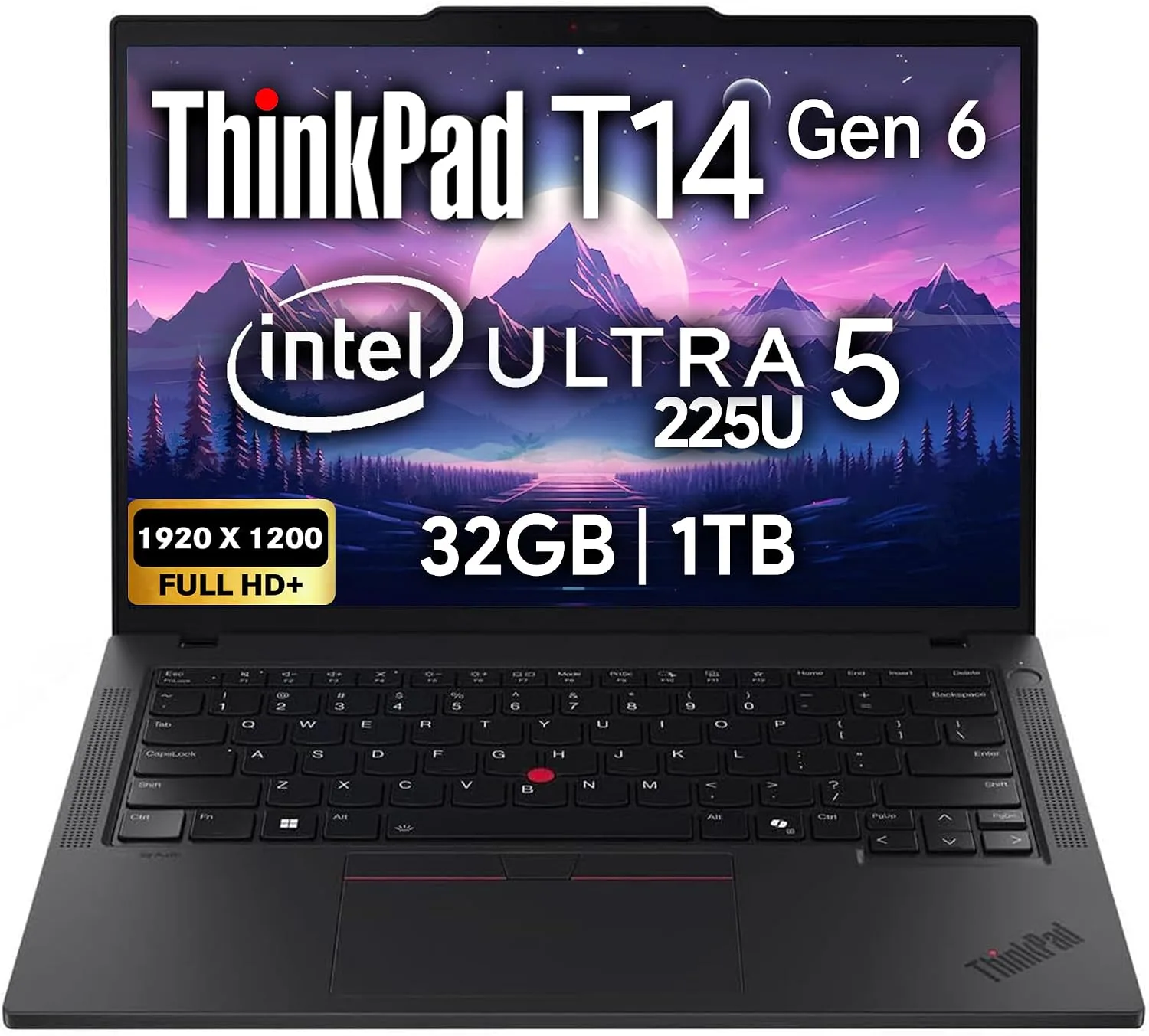 Lenovo ThinkPad T14 Gen 6 Business Laptop 14" FHD+ IPS, Intel Ultra 7 255U, 32GB DDR5 RAM, 1TB SSD, 5MP Webcam, Fingerprint, Backlit, Wi-Fi 6E, 2 Thunderbolt 4, AI PC, W11P