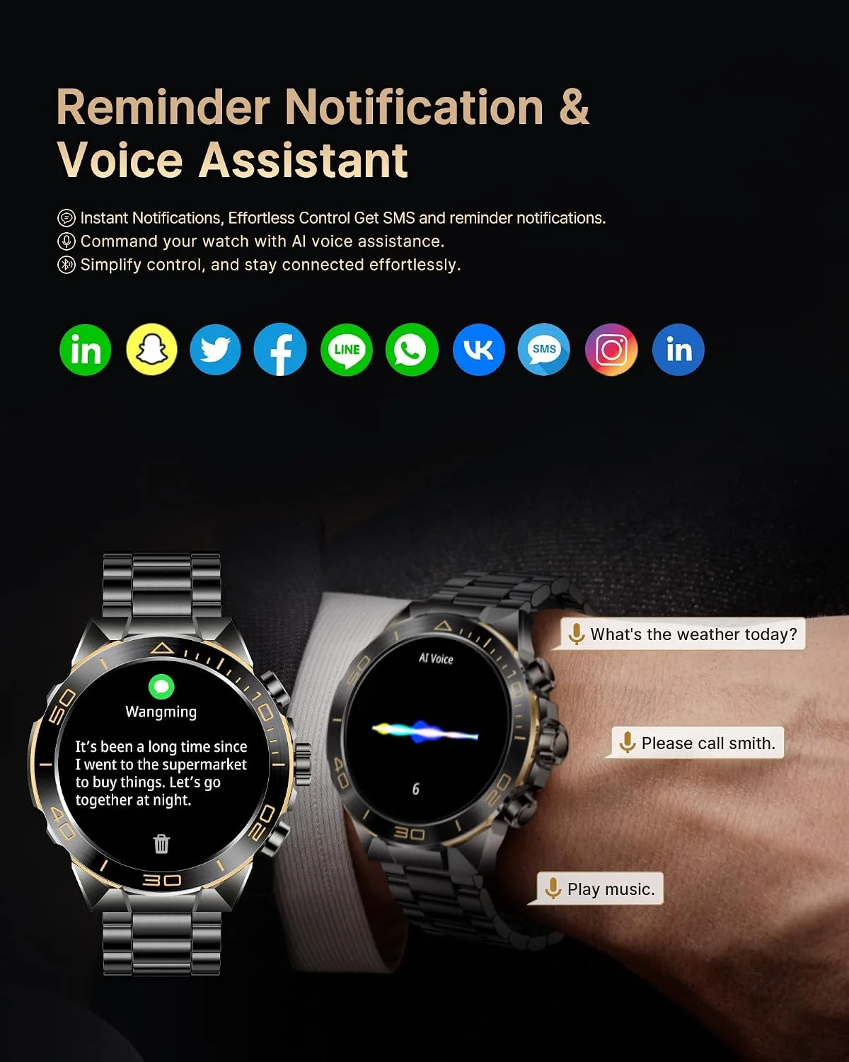 SOUYIE Luxury Smart Watch for Men Bluetooth Call, 1.43" AMOLED, iOS/Android