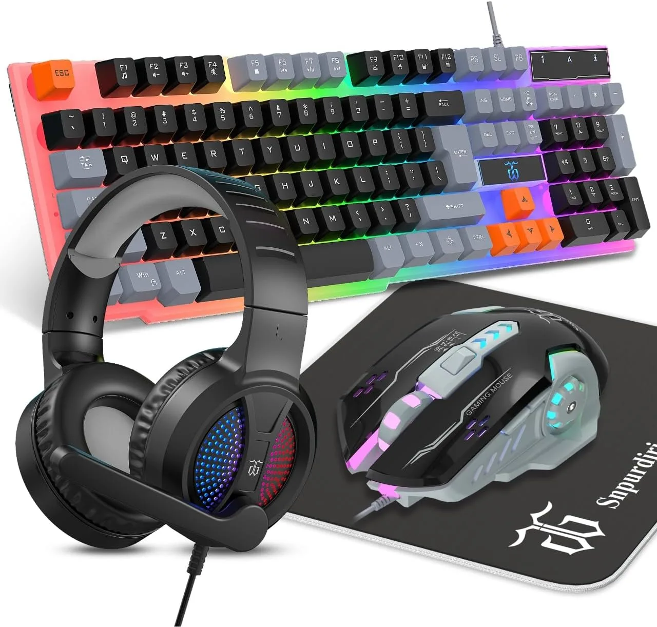 DGG Gaming Keyboard and Mouse, Headphones, Mouse pad Combo for PC Gamers
