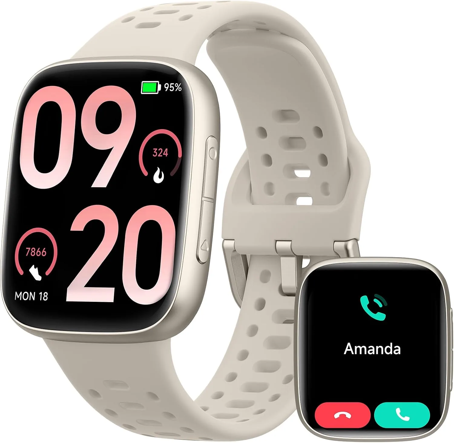 Smart Watches for Women/Men Android iPhone, [1.85" AMOLED Screen] Smartwatch Fitness Tracker 3ATM Waterproof with Bluetooth Calls, AI Control, Heart Rate/SpO2/Sleep Monitor, 7 Days Battery