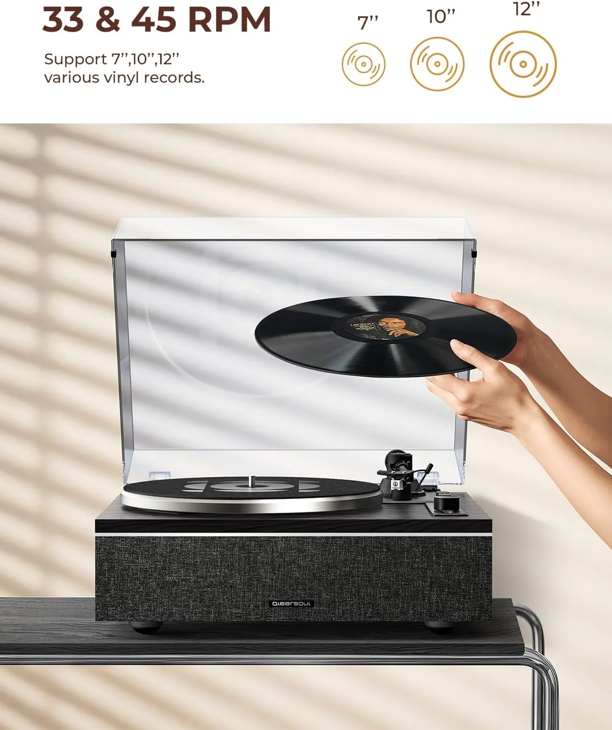Qlearsoul ONE-S Vinyl Record Player with Bluetooth Input/Output