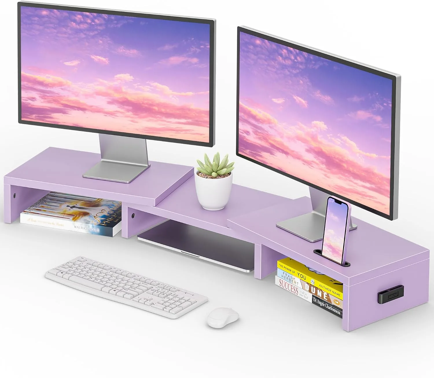 Base para monitores BONTEC Dual Monitor Stand ajustable morado