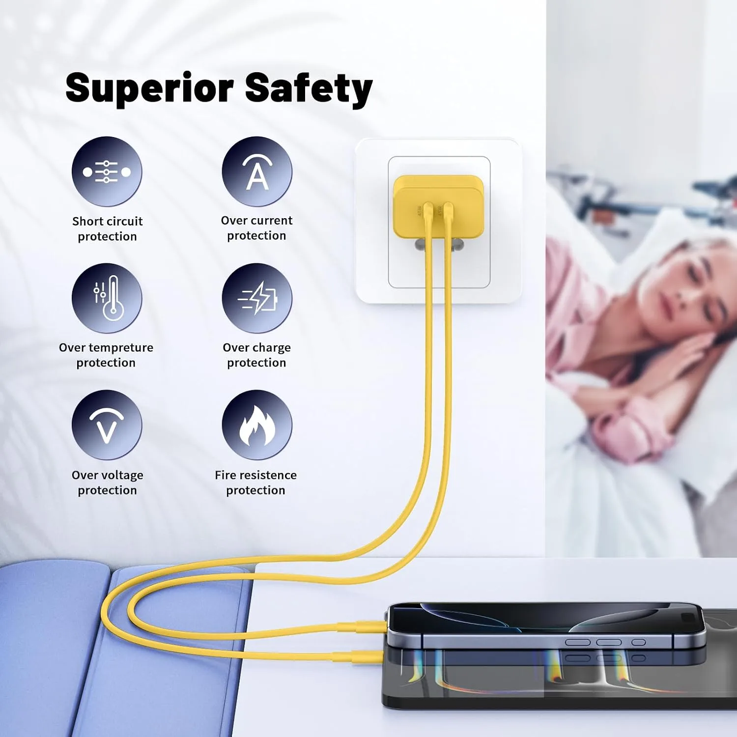 QZIIW iPhone 18 17 16 Pro Max Fast Charger,45W Dual Port USB C Fast Charger