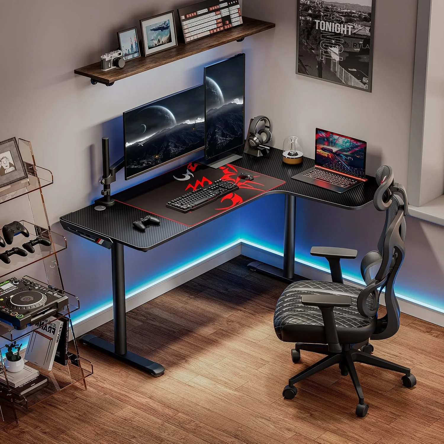 EUREKA ERGONOMIC Gaming Desk, 60 Inch L-Shaped Computer Desk, Right, Black