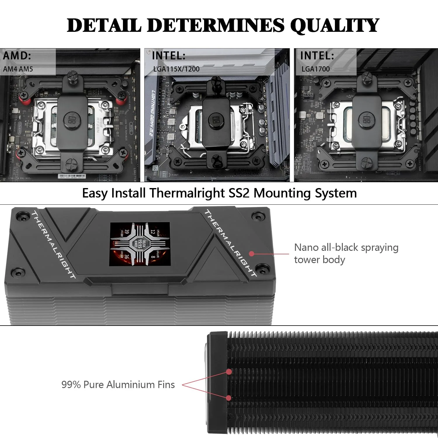 Thermalrlght Assassin Spirit 120 Vision ARGB Black CPU Air Cooler, PC Cooling with 1500RPM Speed,240*240 Resolving Power IPS LCD Screen with 1.54in,Computer Cooler for Intel lga1851/1700/115X,AM4/AM5