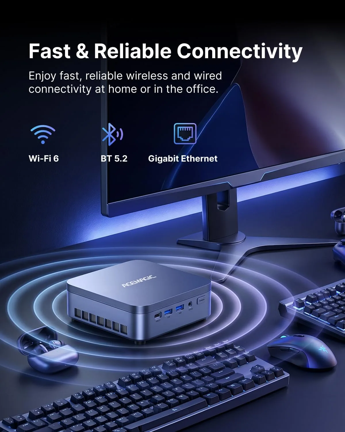 ACEMAGIC M5 Mini PC Windows 11 Pro Intel Core 5 220H 24GB 512GB 4.9GHz 45W