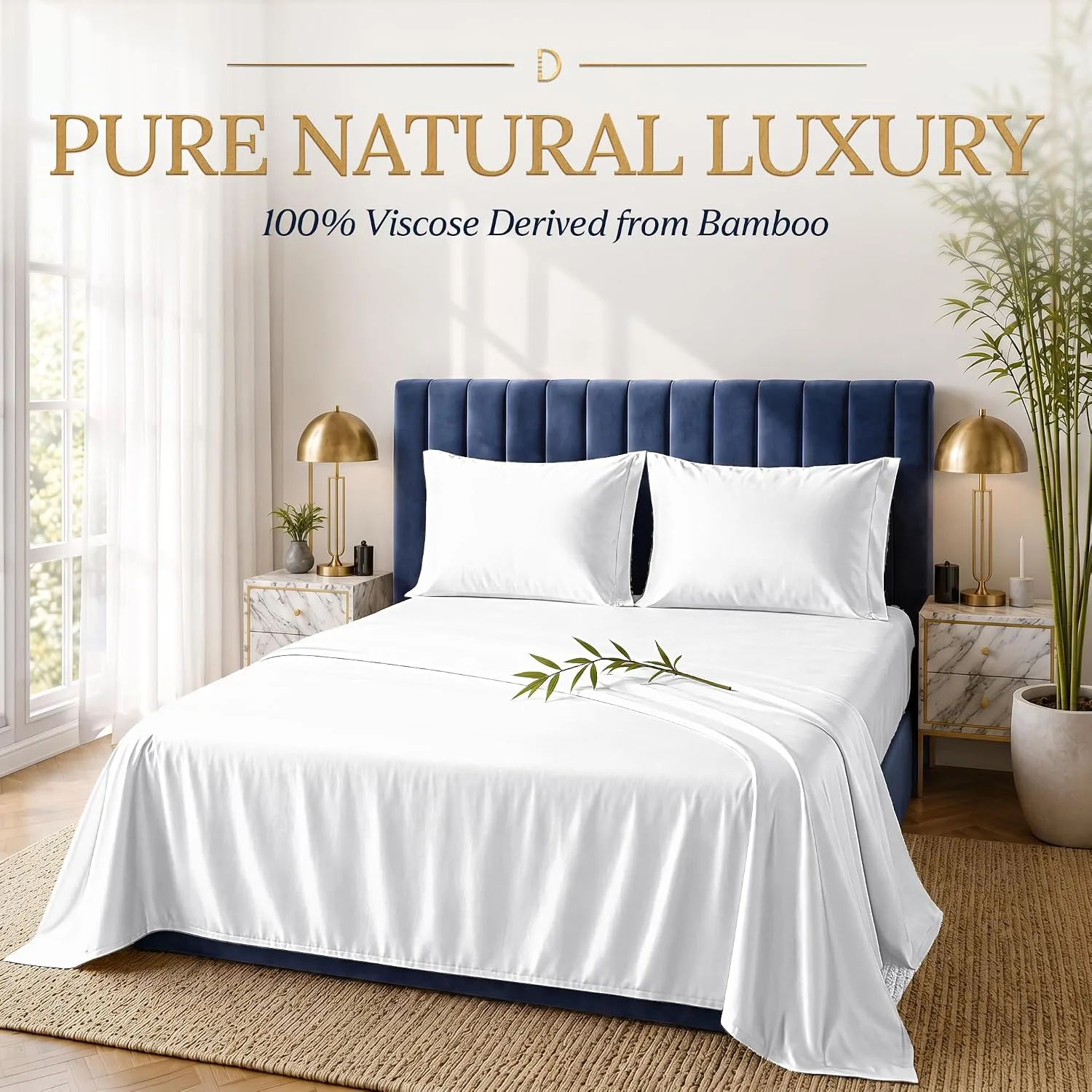 DECOLURE 100% Viscose from Bamboo Sheets Twin Size | 3 Pc Cooling Bed Set