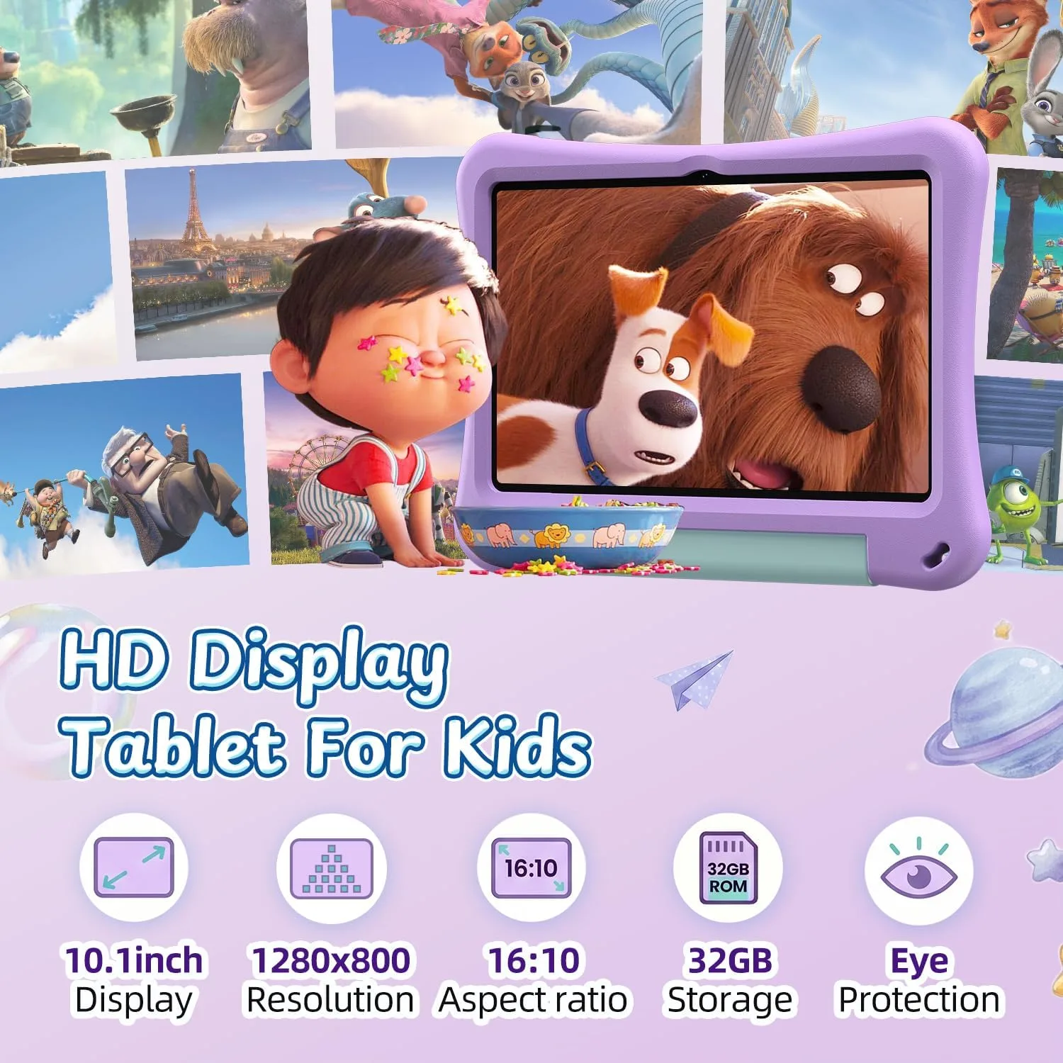 Kids Tablet 10 Inch, Android 16 Tablet with Parental Controls, EVA Case