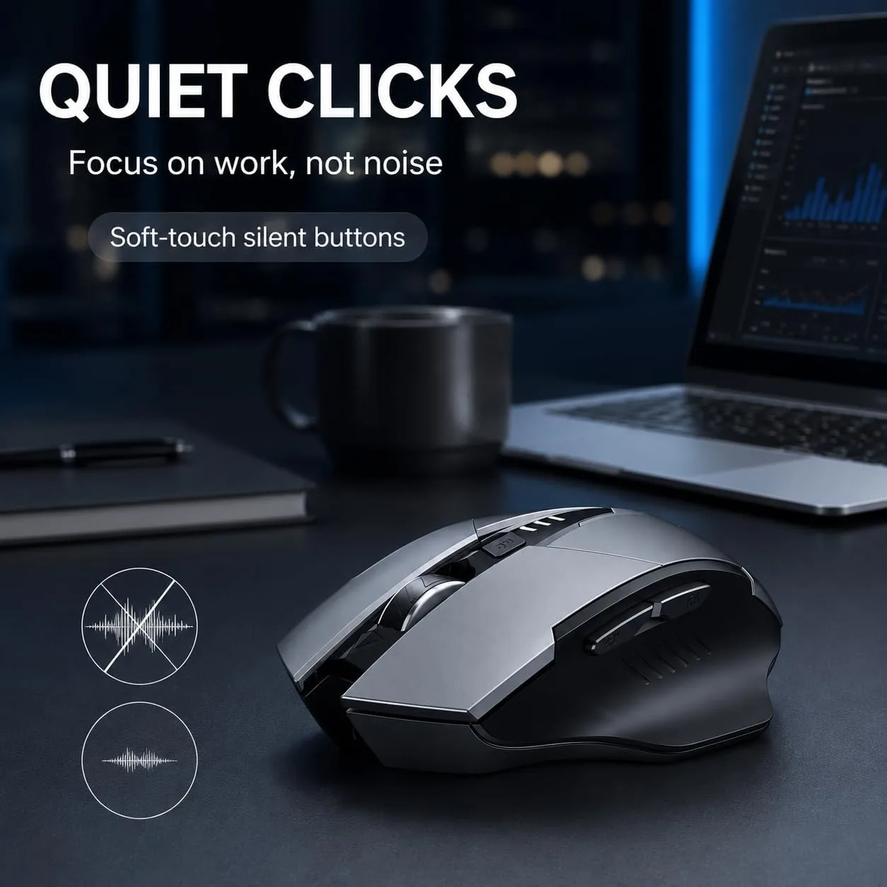 INPHIC Bluetooth Mouse Wireless, Tri-Mode, Upgraded Visible Battery