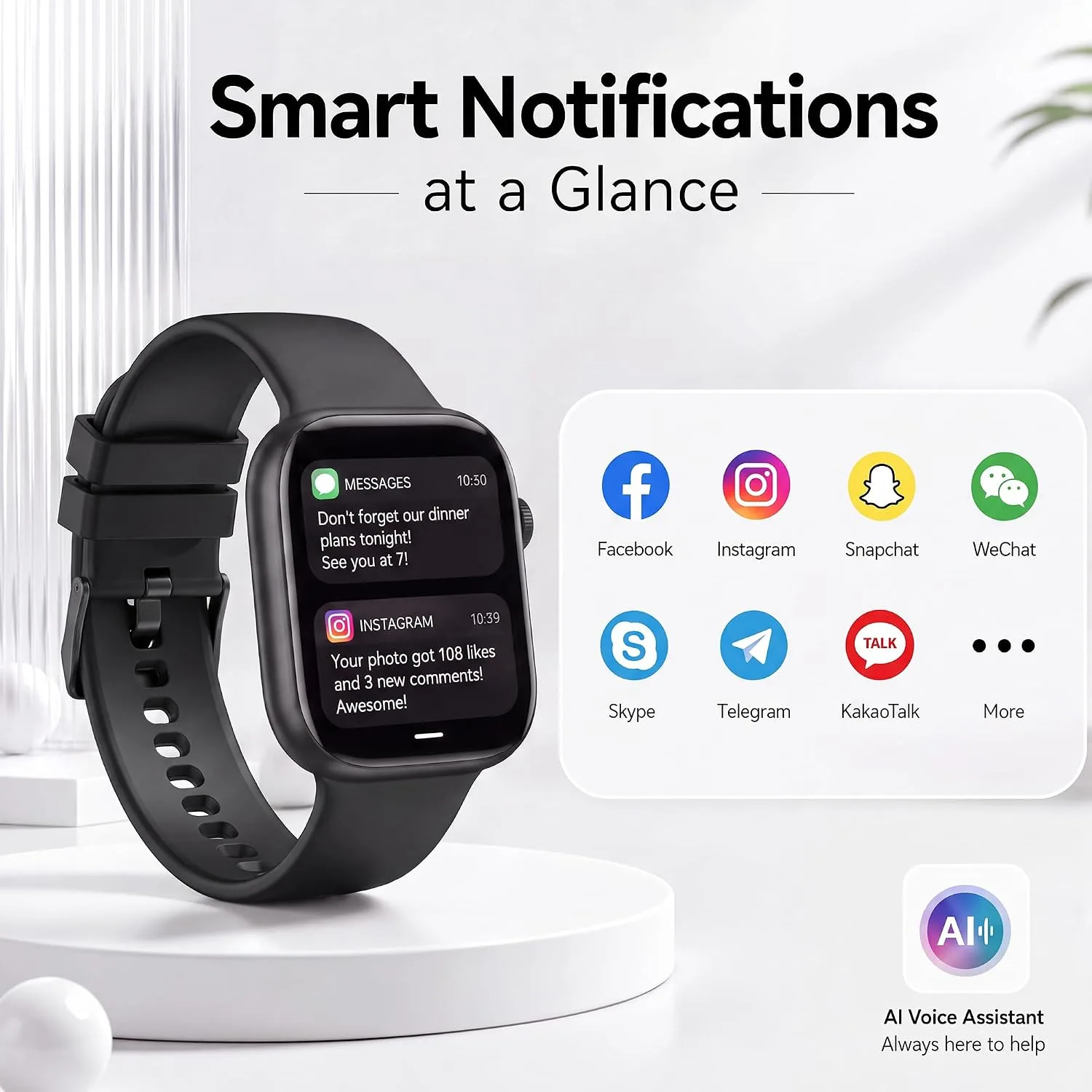 Smart Watch for Women Men, Bluetooth Answer/Make Call, 1.83" HD Touchscreen