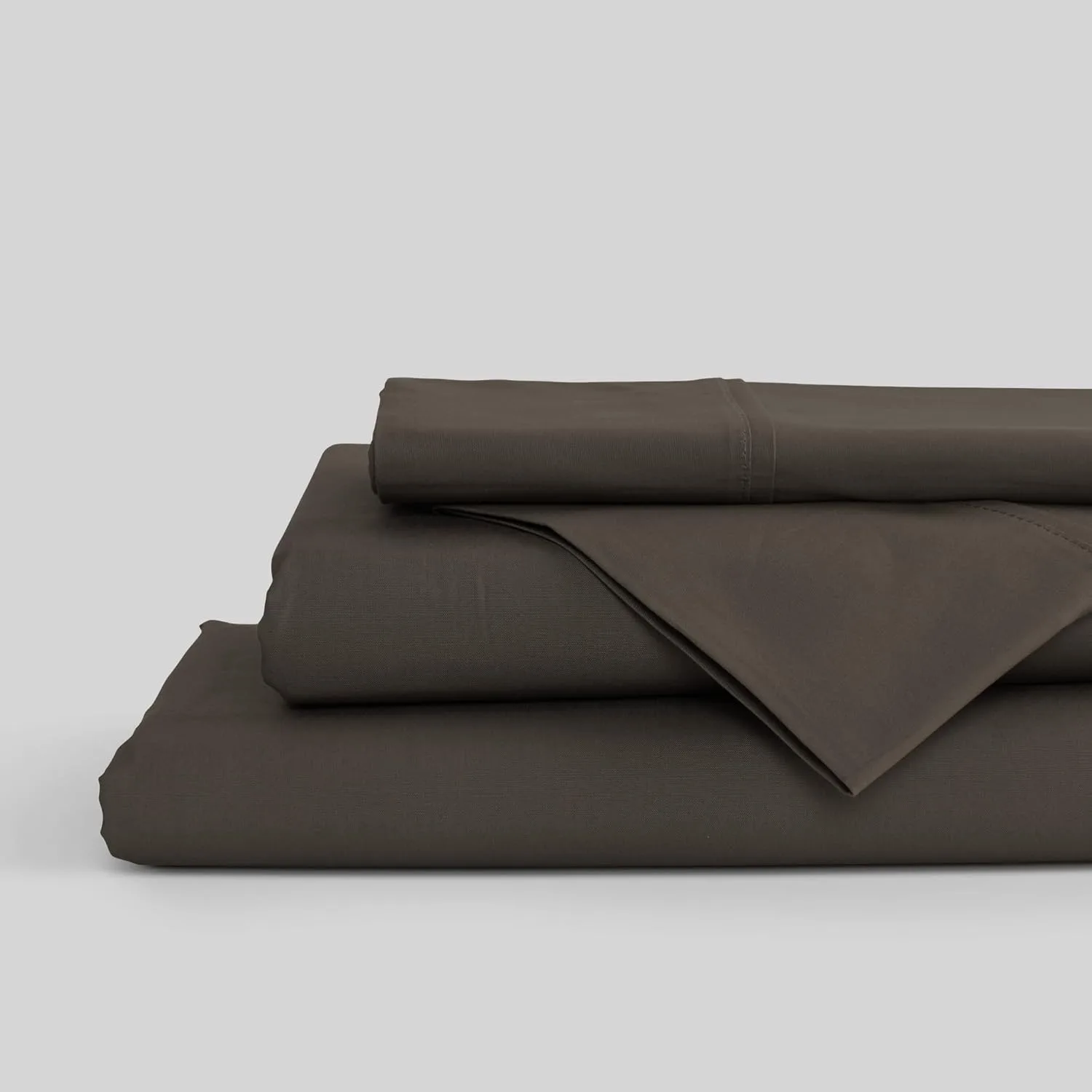 Linen Home 100% Cotton Percale King Sheets, 4Pc Cooling Set Smoky Charcoal
