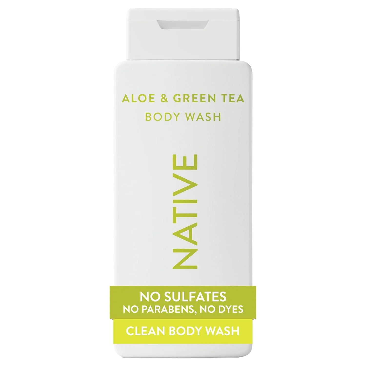 Native Clean Body Wash, Gentle & pH-balanced for Sensitive Skin, 24-Hr Freshness for Women & Men, Vegan & Cruelty-Free, Free of Sulfates, Parabens & Phthalates, Aloe & Green Tea, 18 Fl Oz (Pack of 6)