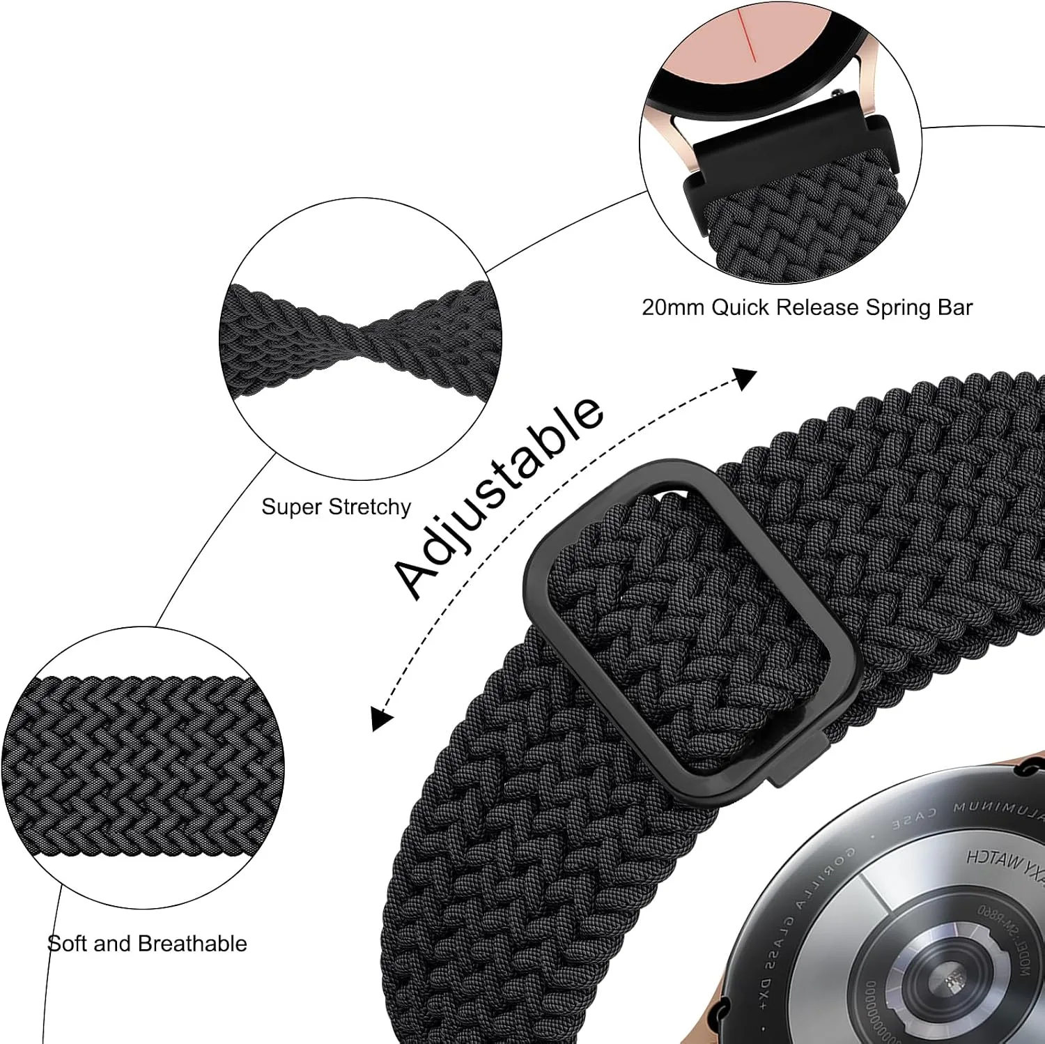 3 Pack Braided Stretchy Bands for IDW13,IDW16,IDW19 Smartwatch Bands, 22mm Elastic Straps for Fitpolo IDW13/Woneligo W13/FITVII HM57, TOOBUR/ENOMIR/MILOUZ/Gydom/Faweio/Amzhero/Tensky IDW19 Smart Watch for Women Men