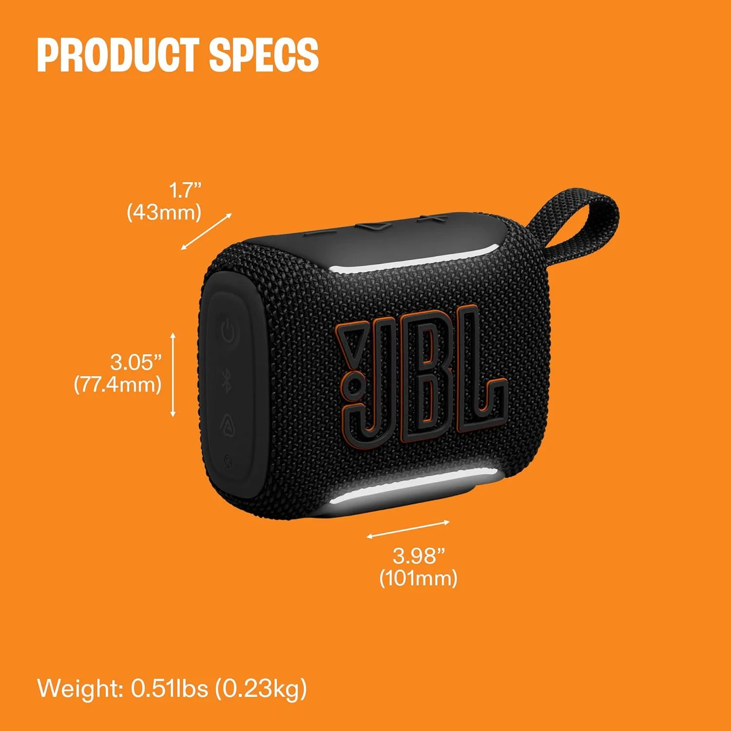 JBL Go 5 Portable Bluetooth Speaker, Waterproof and Dustproof - Black
