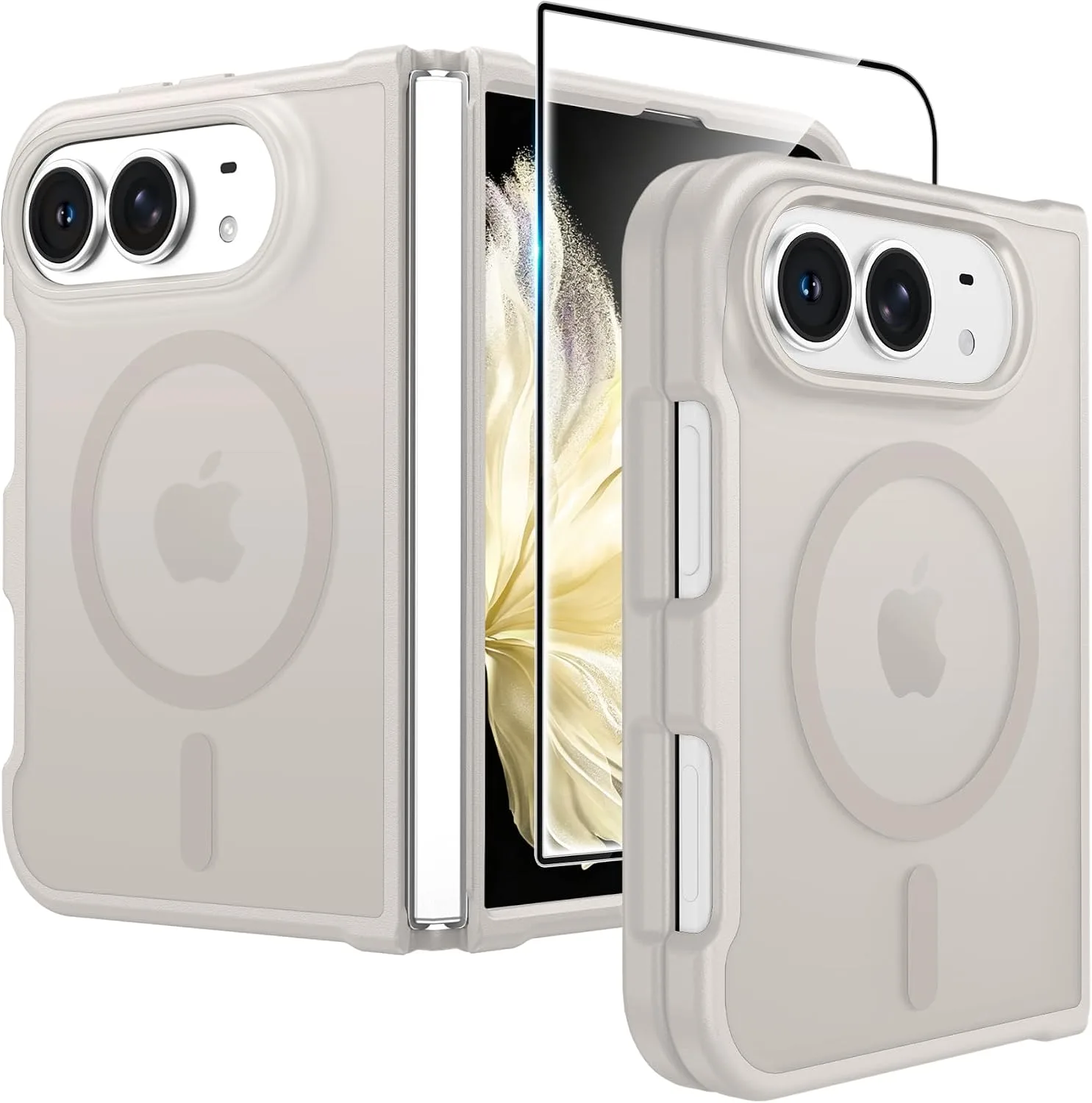 FNTCASE for iPhone Duo Case: Translucent Matte Fit for MagSafe Off White