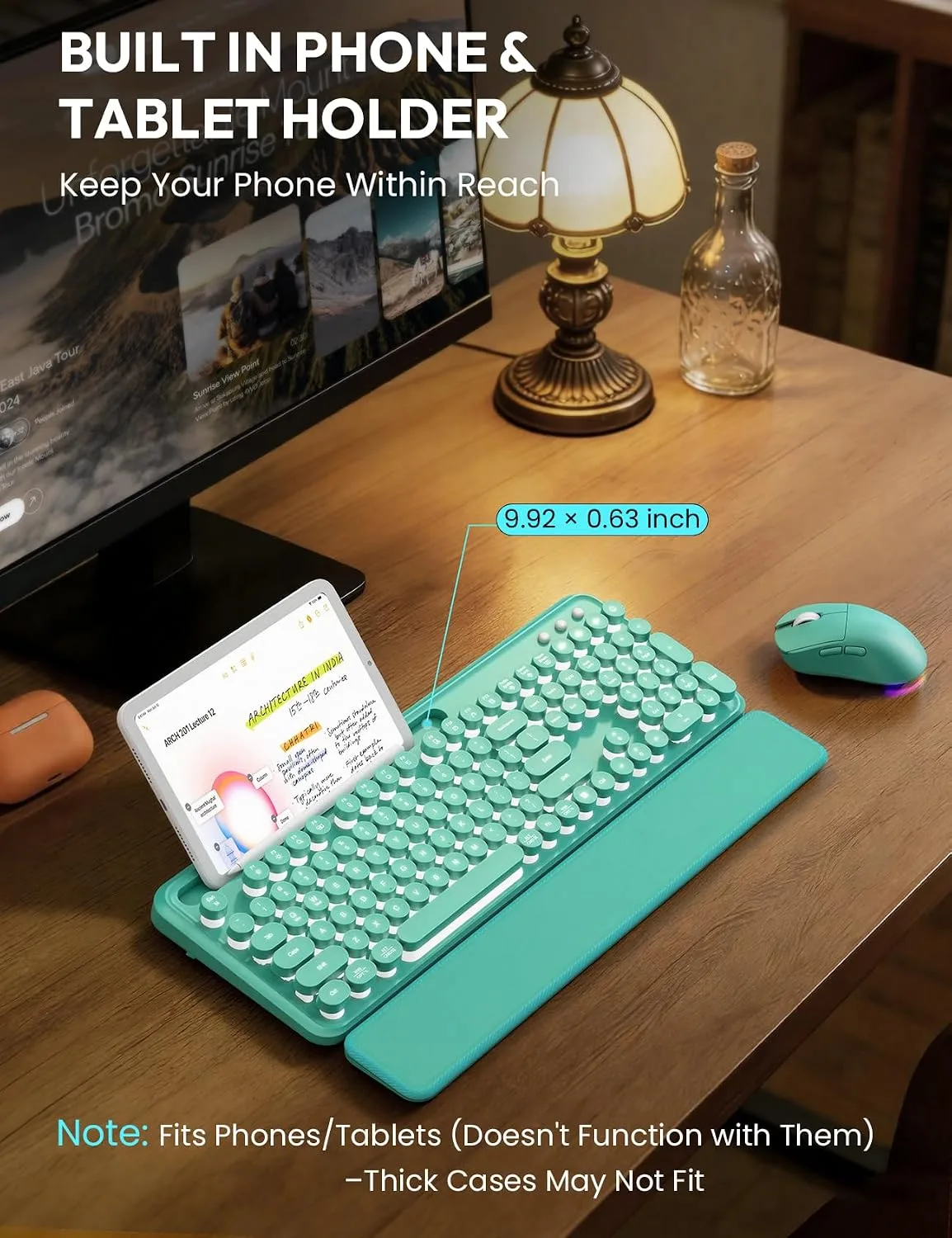Wireless Keyboard and Mouse, Backlit Typewriter with Magnetic Wrist Rest